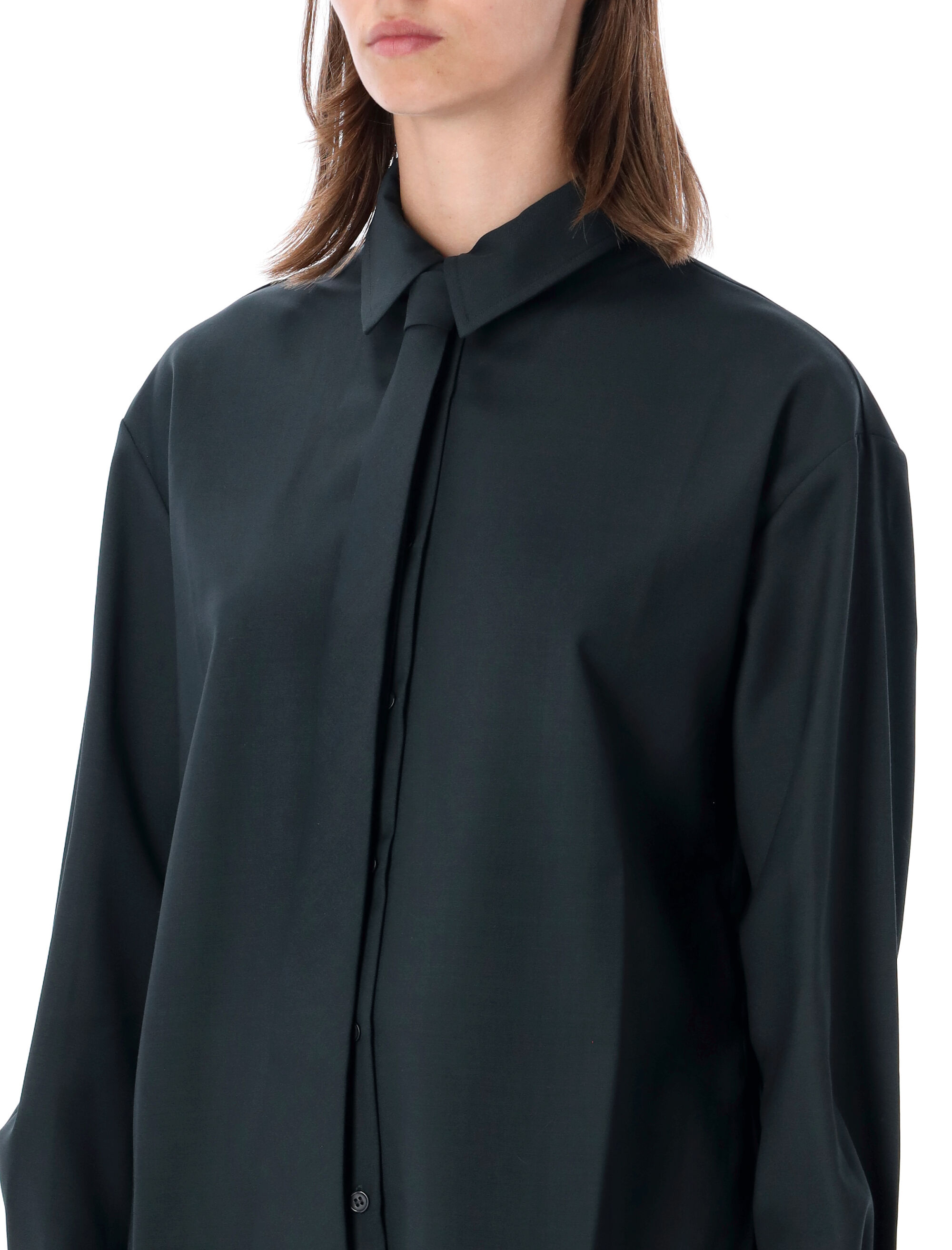 The Frankie Shop Peri Tie Neck Bottle Green Shirt