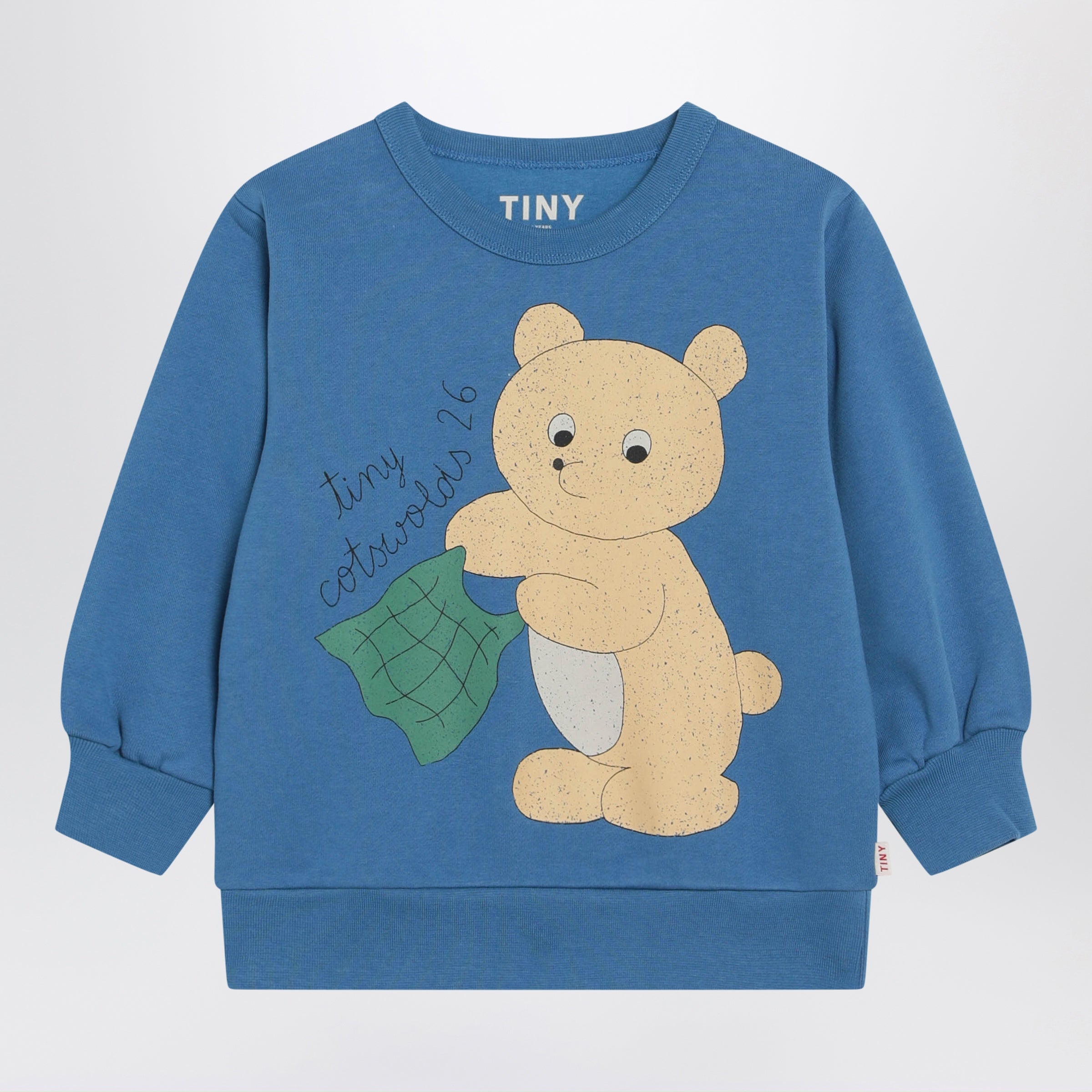 Tinycottons Blue Cotton Sweatshirt With Bear Print