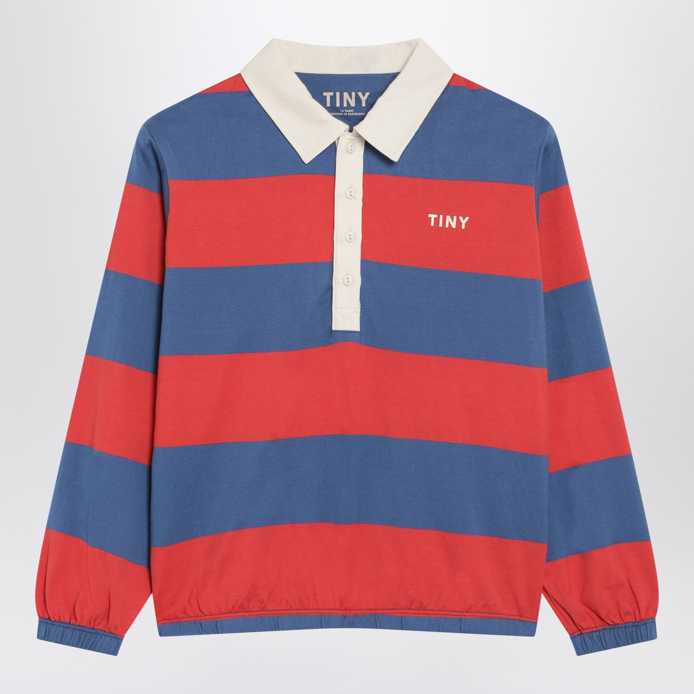 Tinycottons Blue/Red Striped Long-Sleeved Polo Shirt