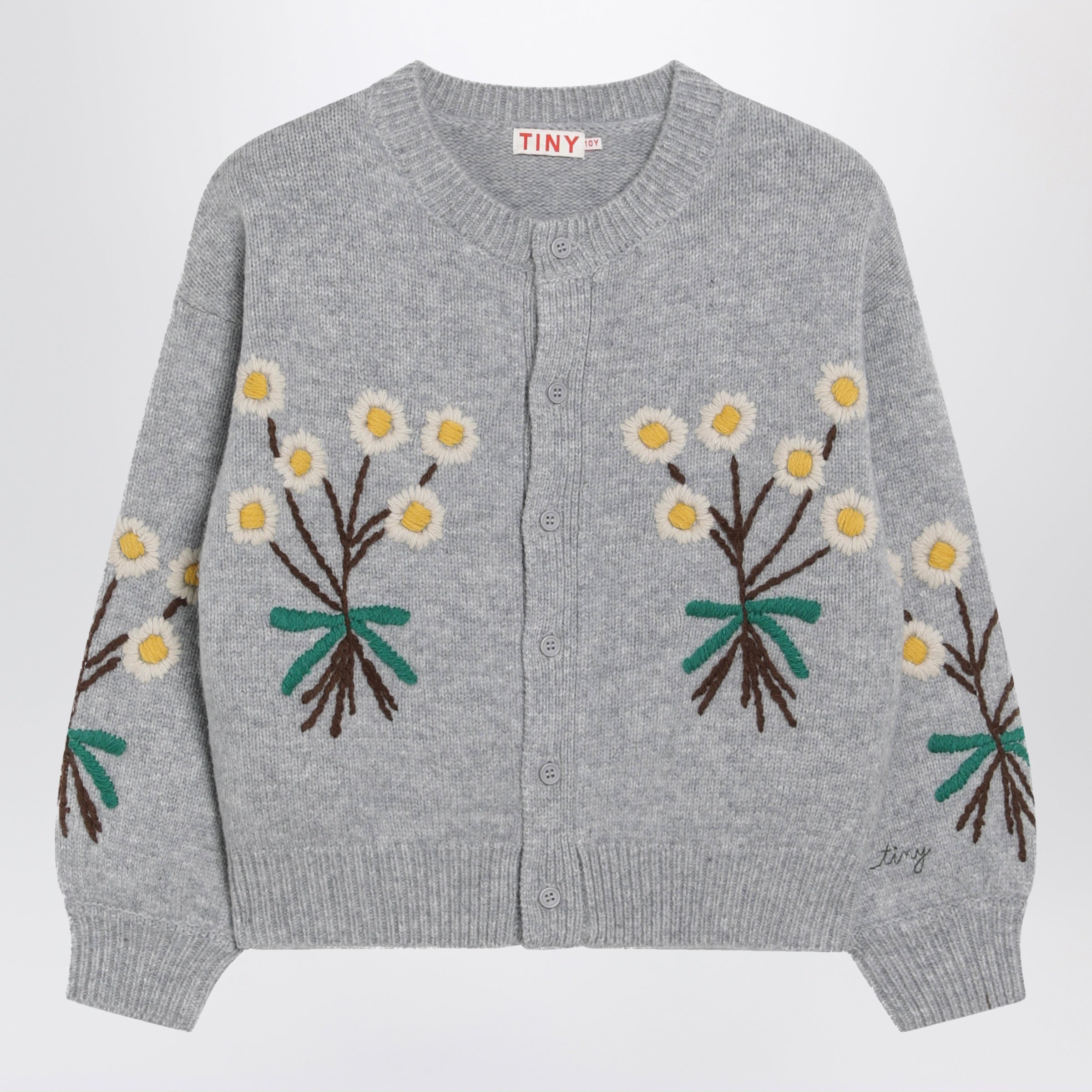Tinycottons Grey Round-Neck Woollen Cardigan