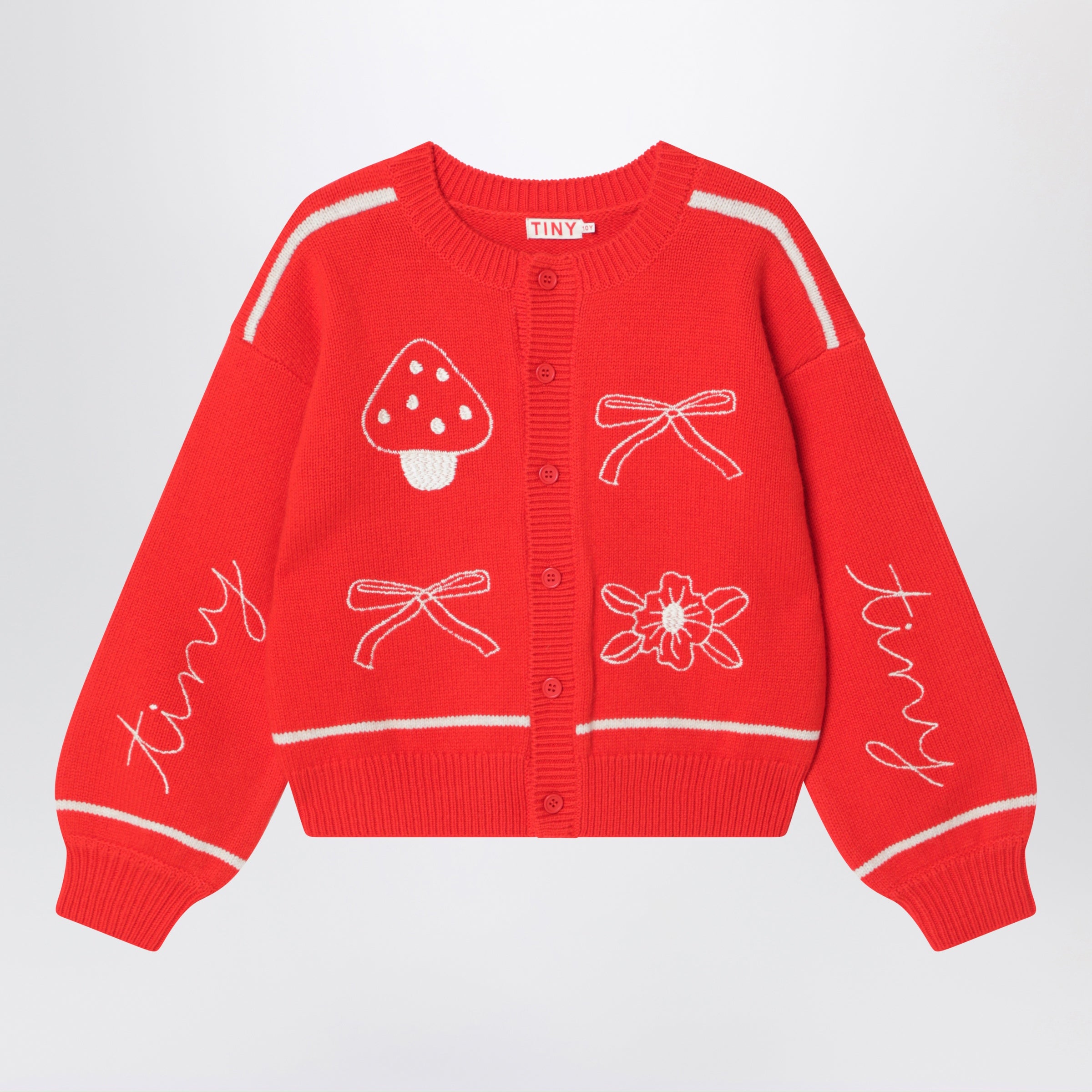 Tinycottons Red Round-Neck Woollen Cardigan