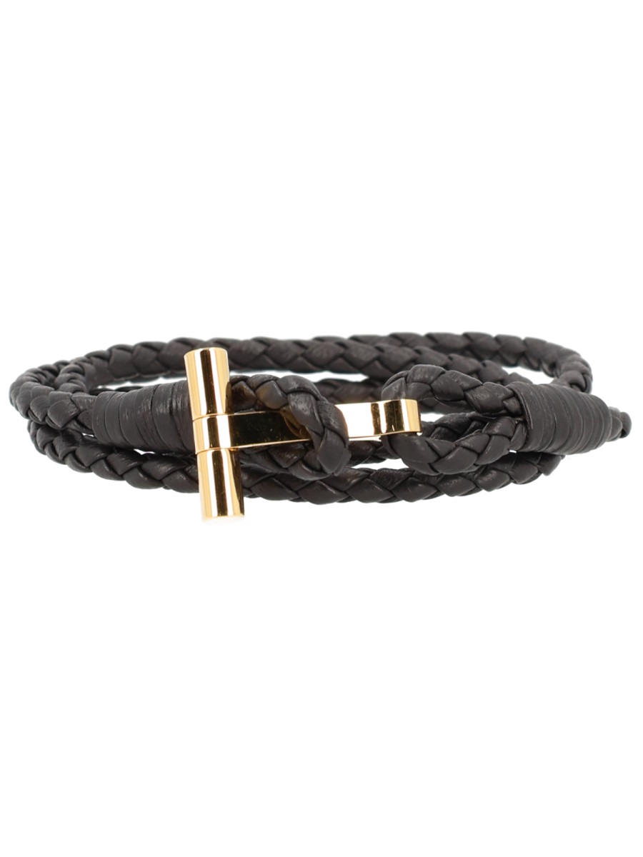 Tom Ford Bracciale In Pelle Intrecciata