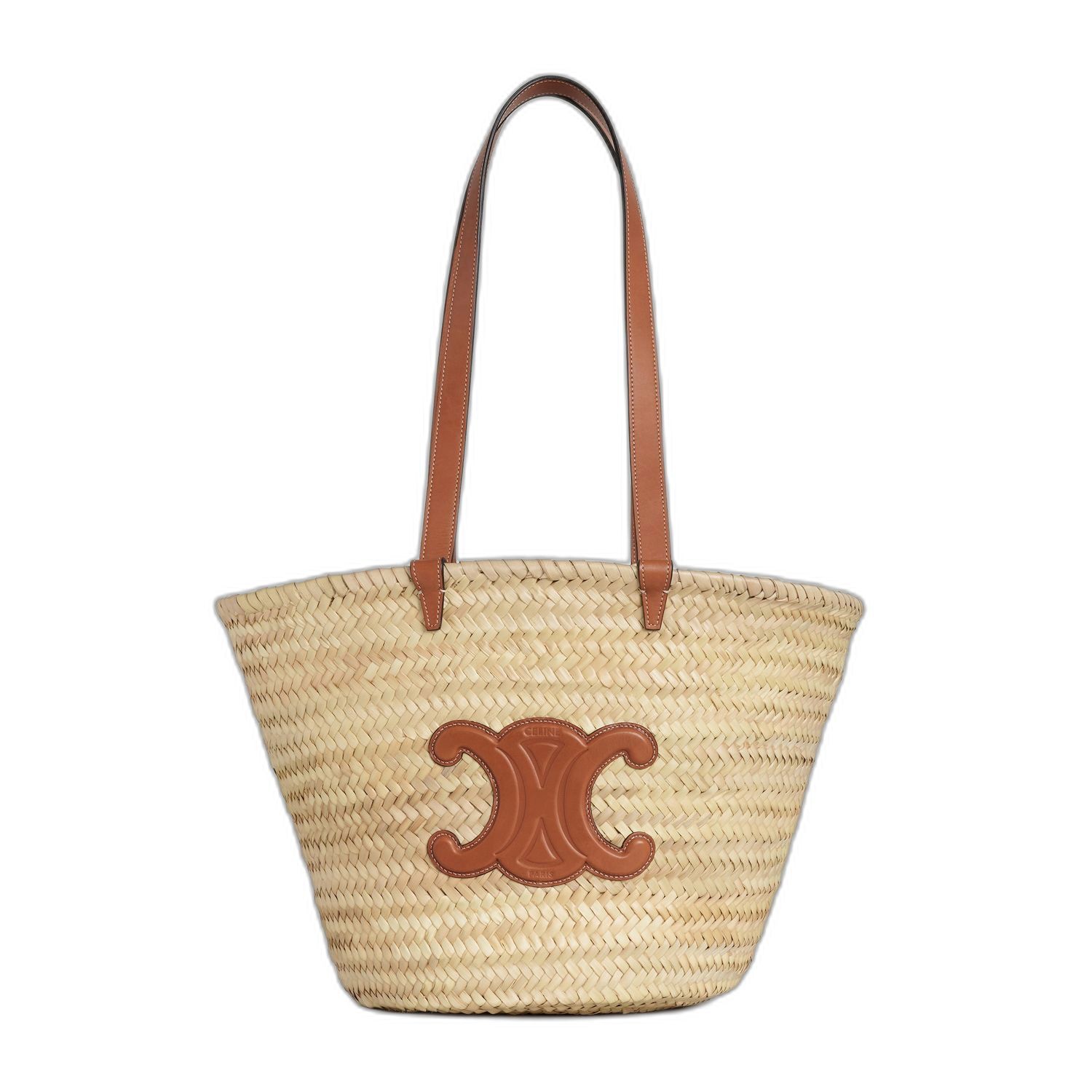 Celine Triomphe Classic Medium Tan Palm Leaves 