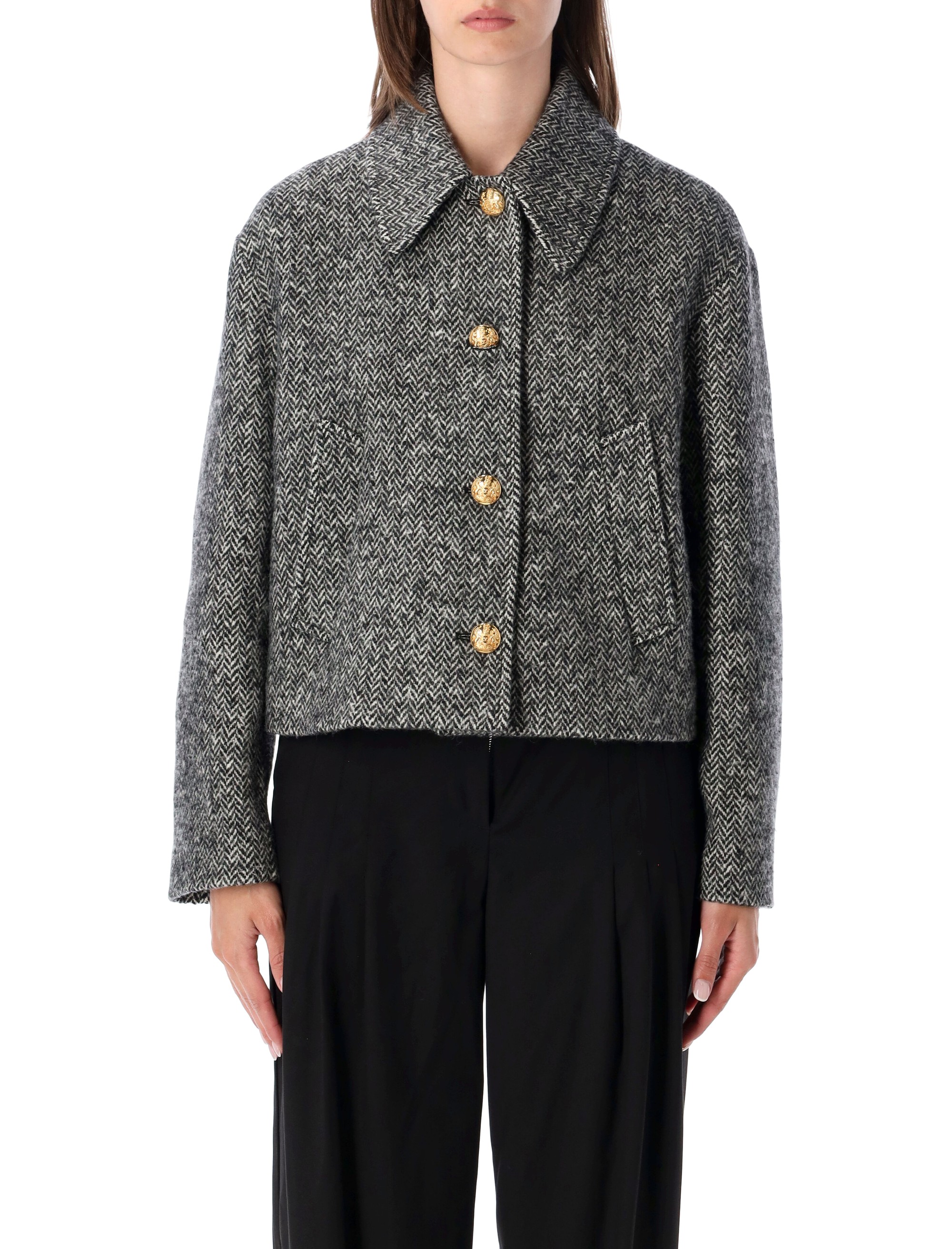 Valentino Urban Wool Chevron Peacoat
