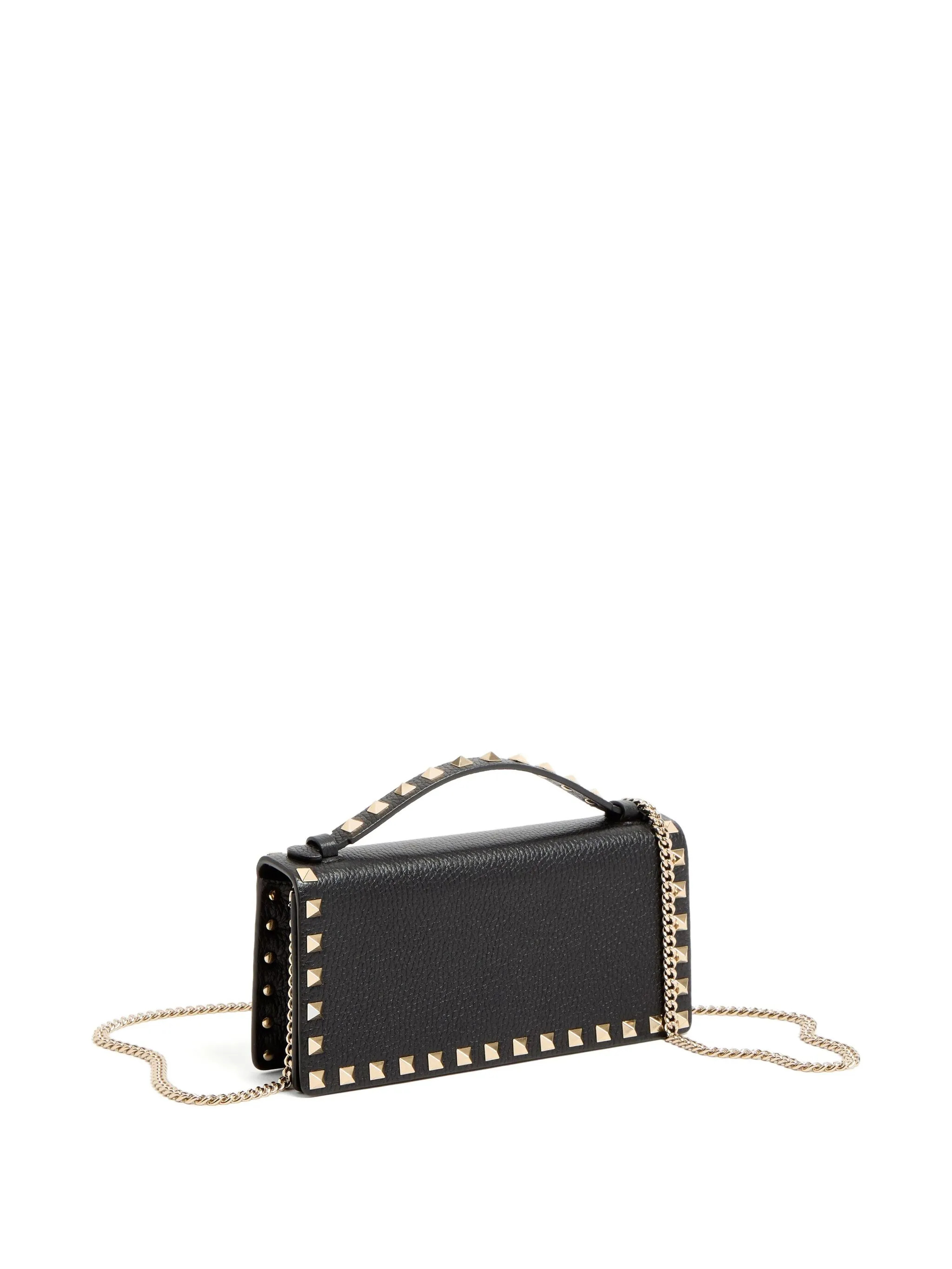 Valentino Black Rockstud Chain Wallet