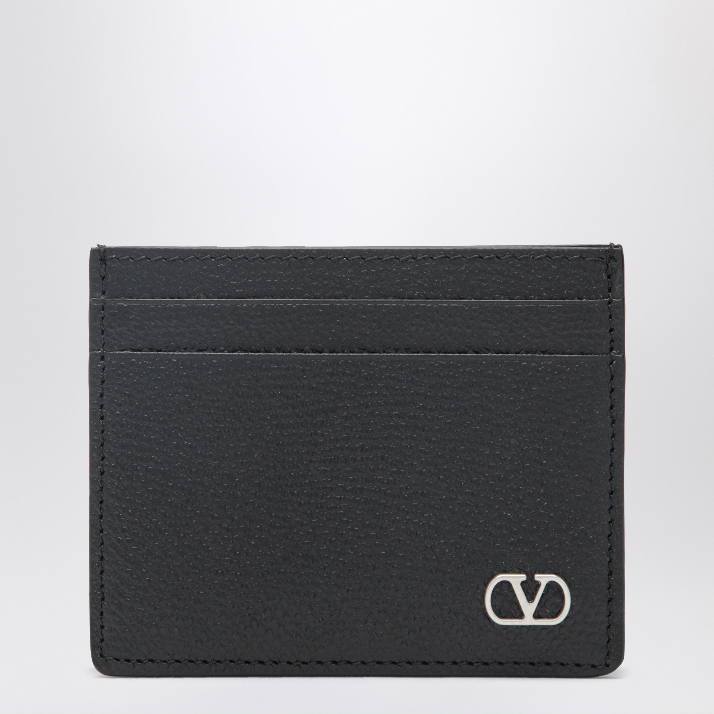Valentino Garavani Black Leather Card Holder With Logo