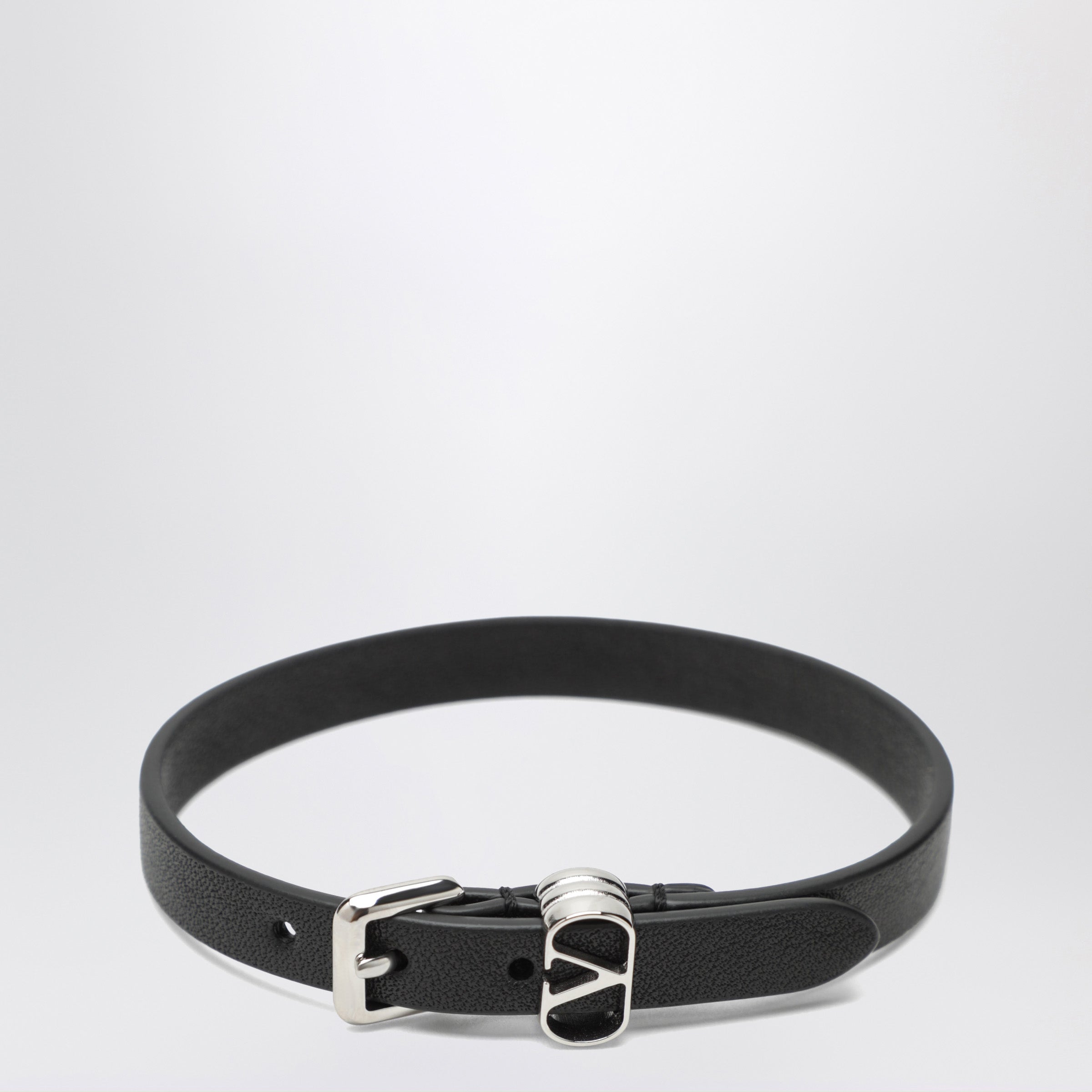 Valentino Garavani Black Vlogo Signature Bracelet In Leathe