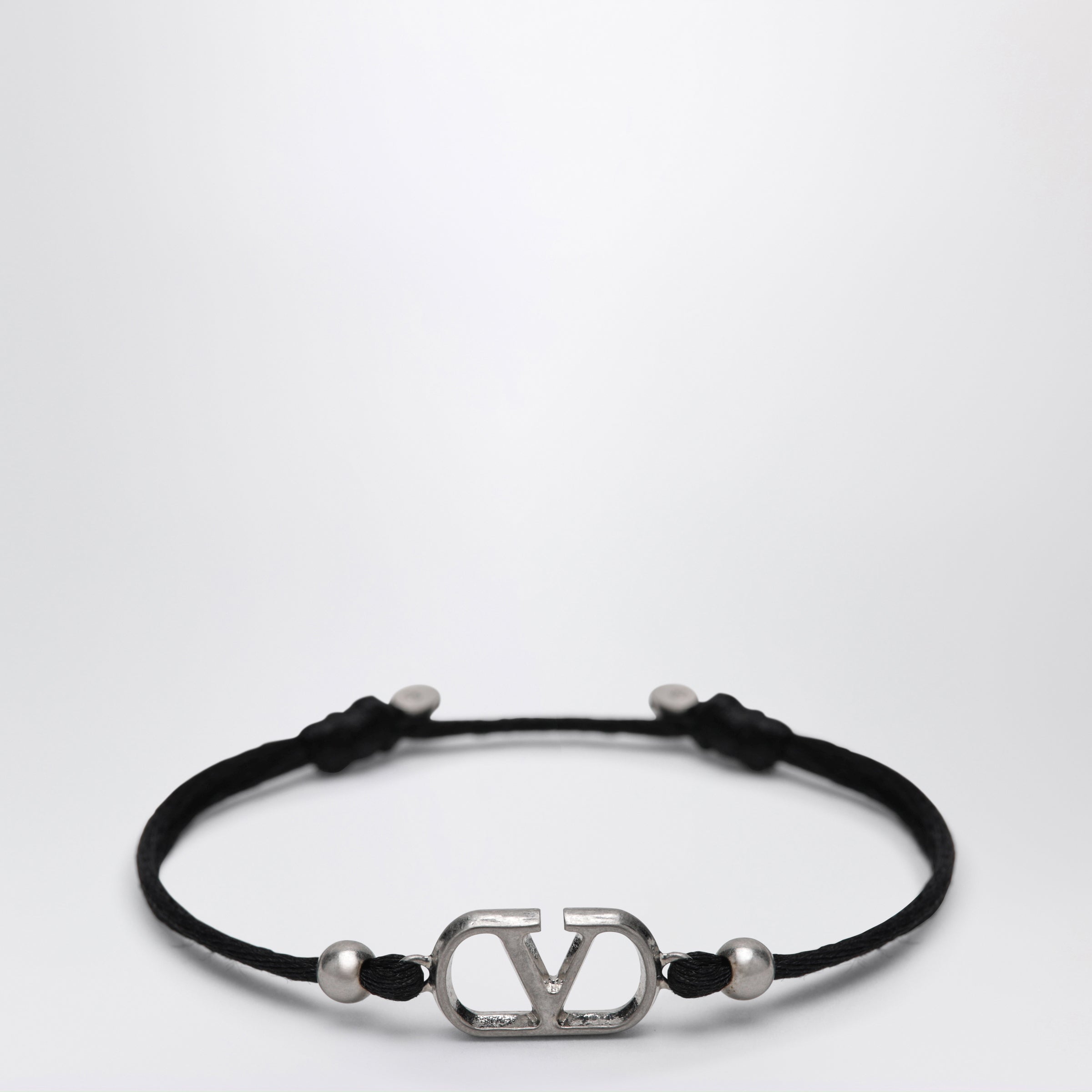 Valentino Garavani Black Vlogo Signature Cord Bracelet