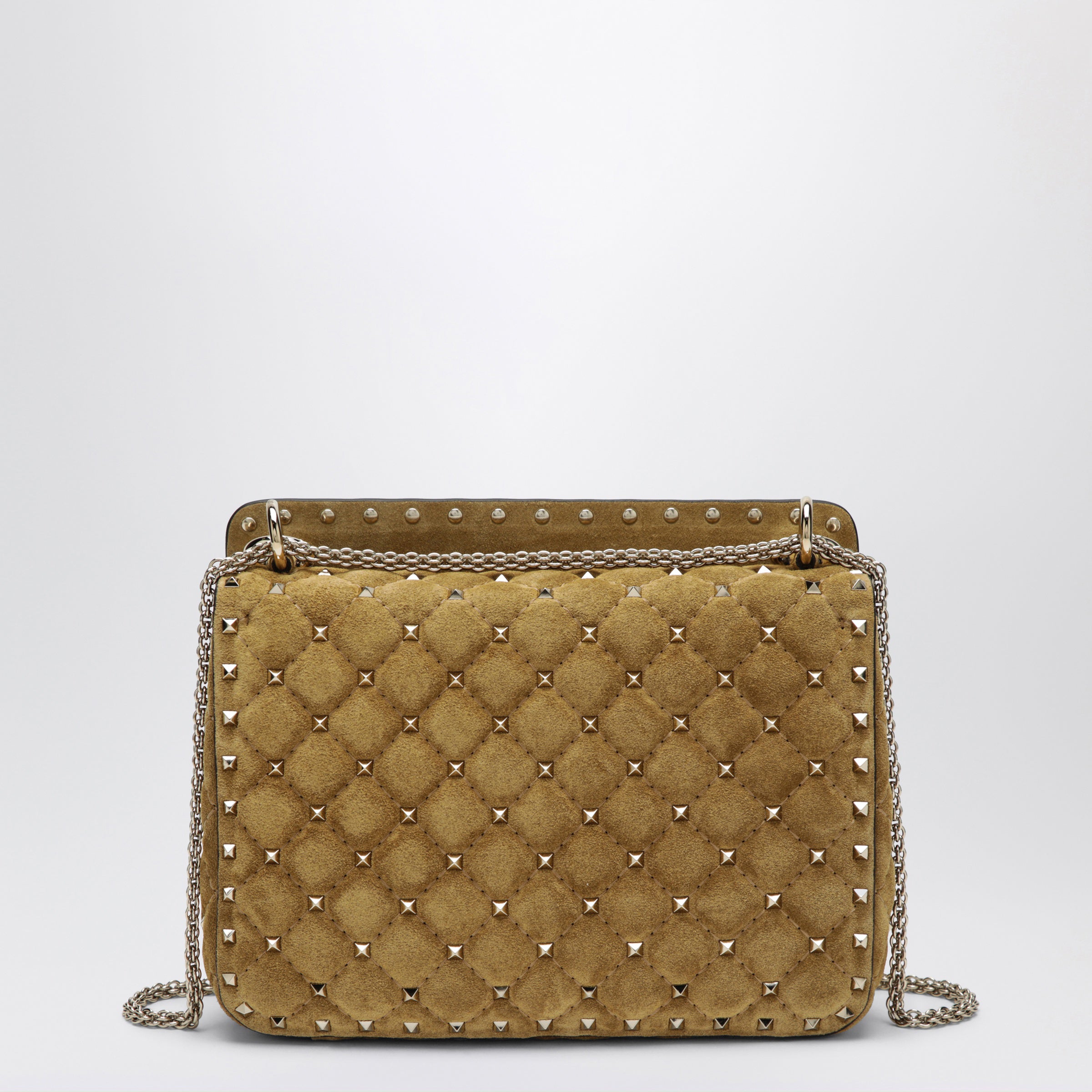 Valentino Garavani Medium Rockstud Spike Havana Beige Suede
