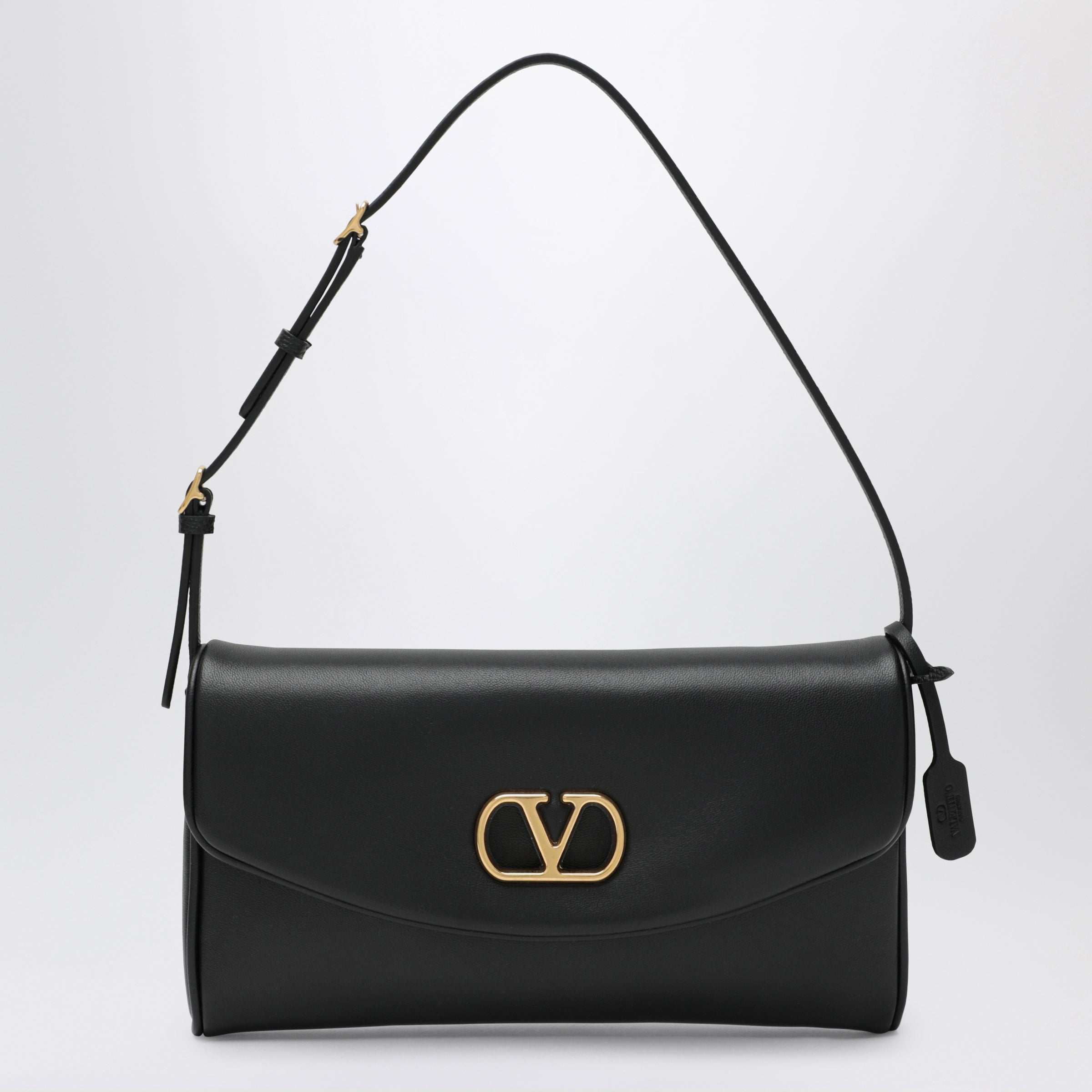 Valentino Garavani Small Black Devain Leather Shoulder Bag
