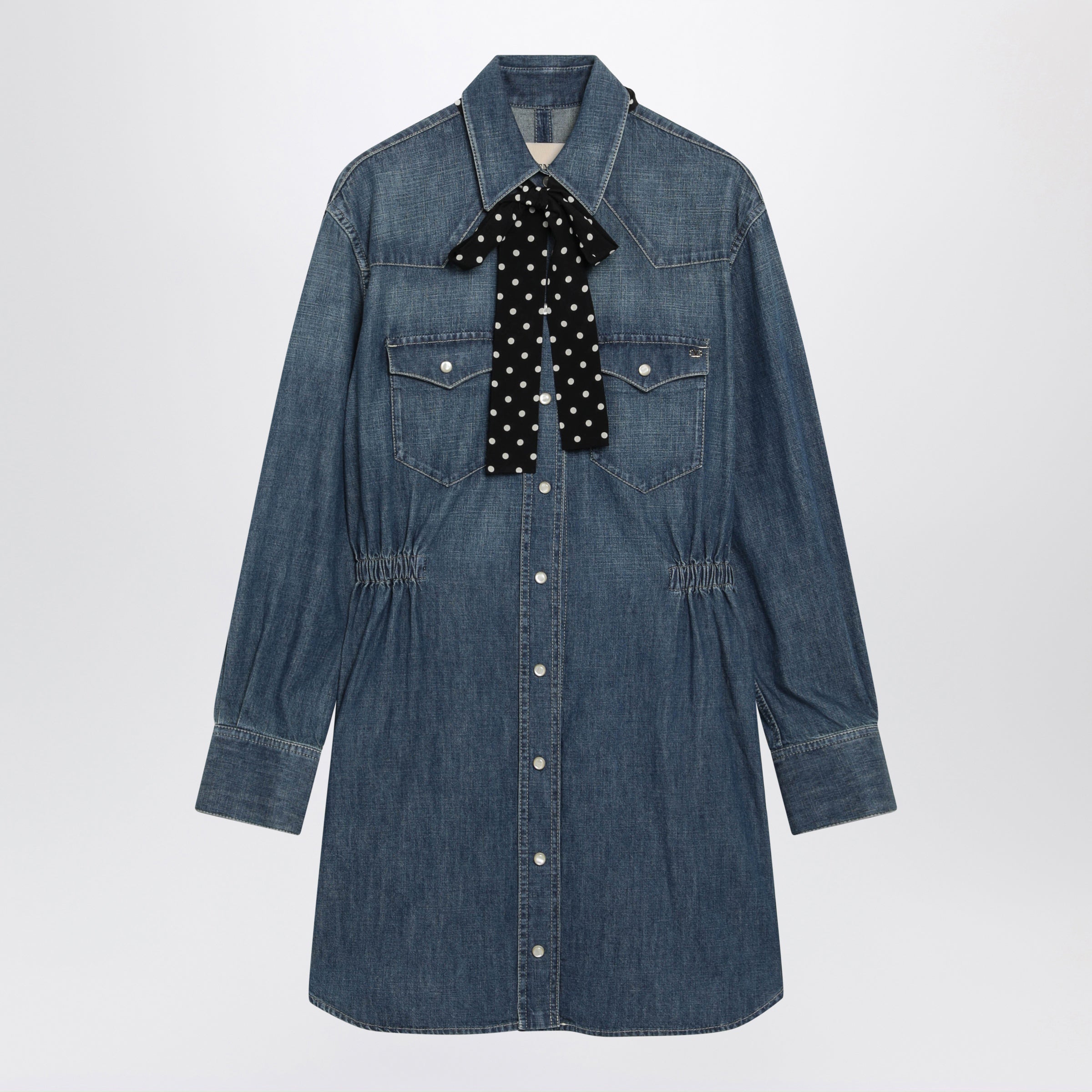 Valentino Medium Blue Denim Dress With Polka-Dot S