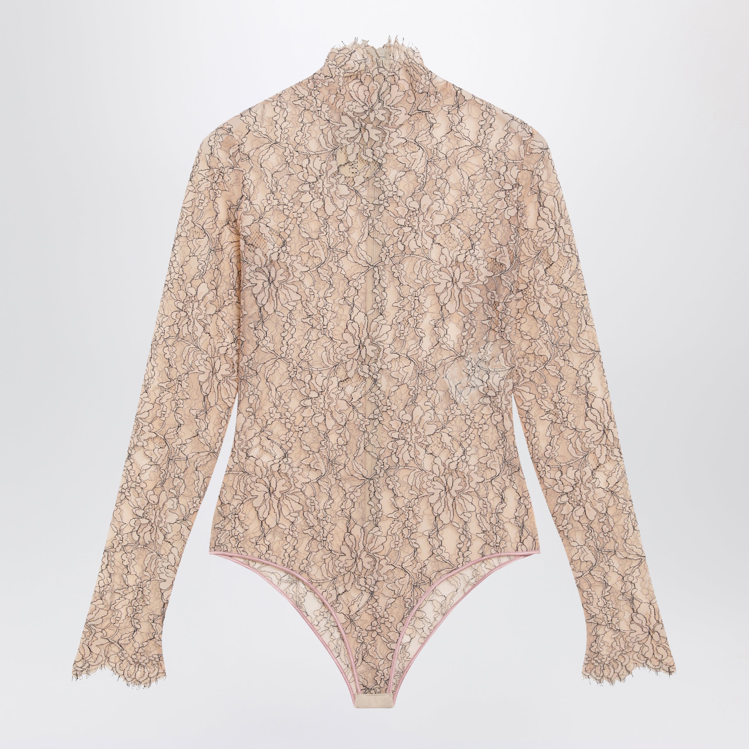 Valentino Nude Rebrodé Lace Bodysuit