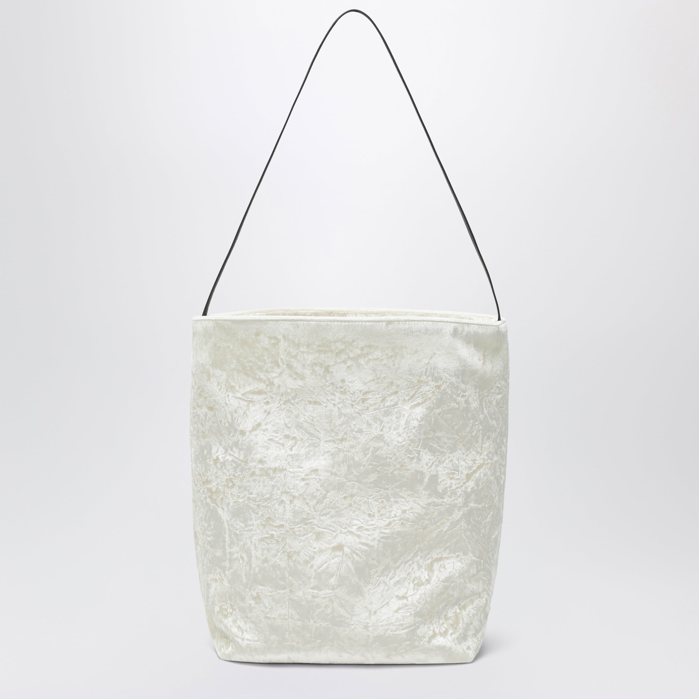 Valesque Bucket Tote Bag In White Velvet