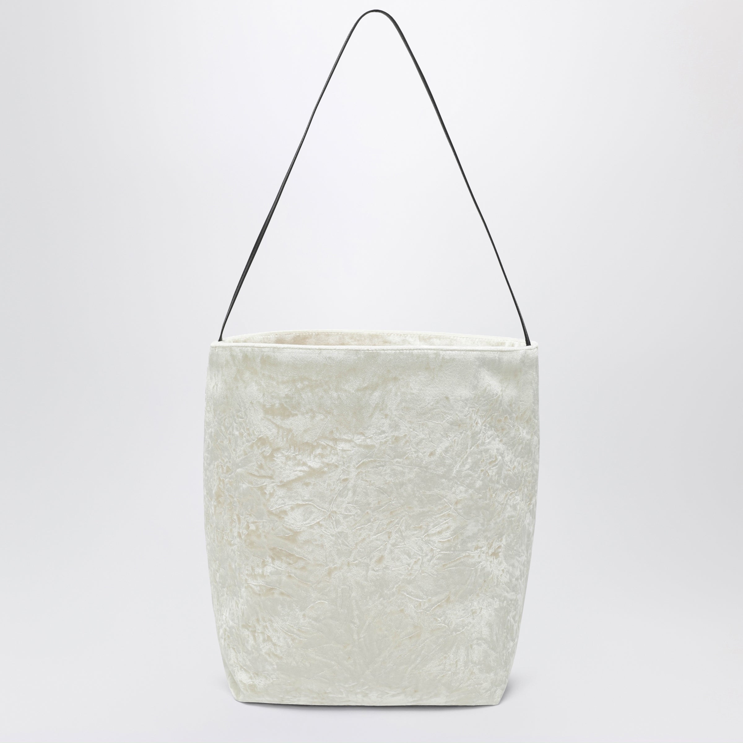 Valesque Bucket Tote Bag In White Velvet