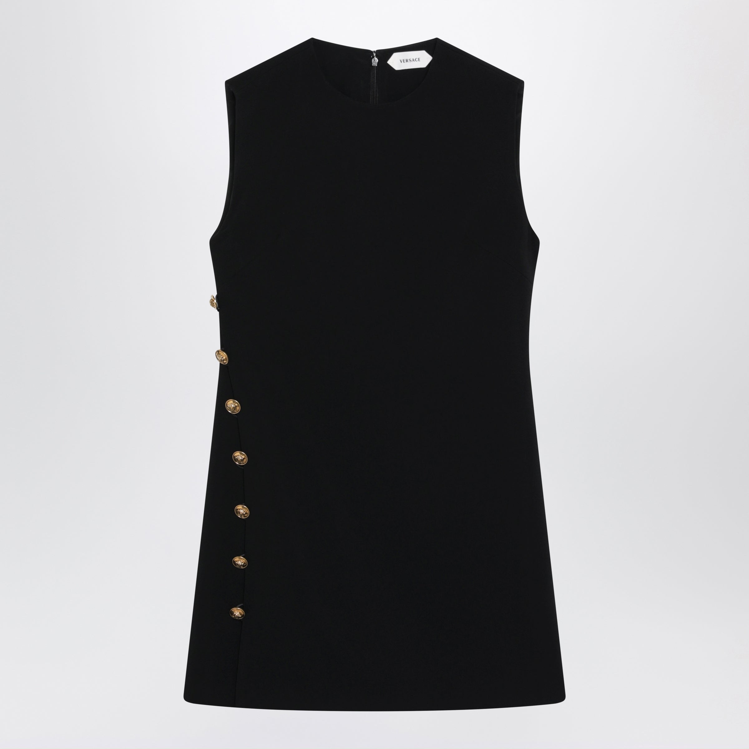 Versace Black Sleeveless Mini Dress In Stretch V