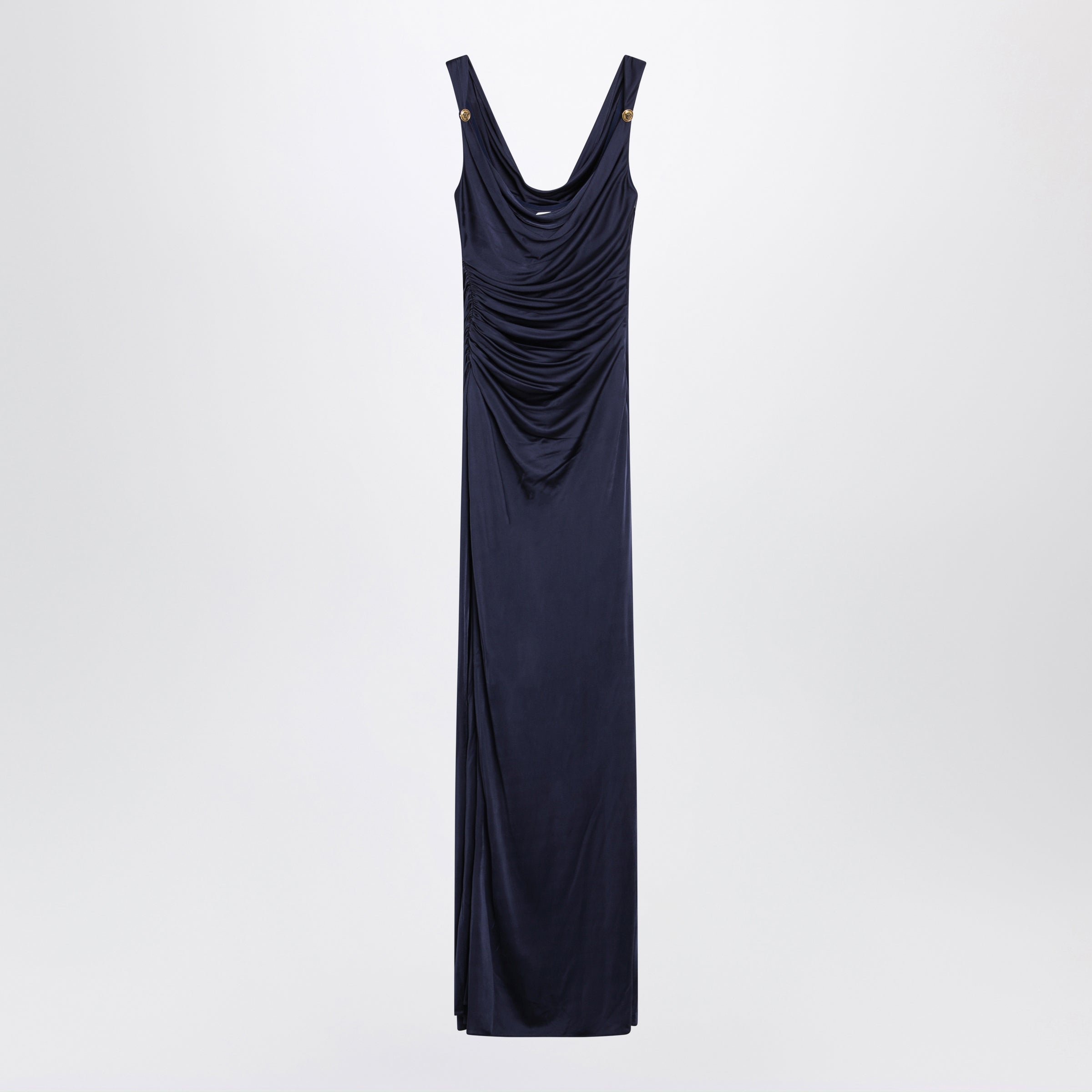 Versace Navy Blue Viscose Jersey Evening Dress