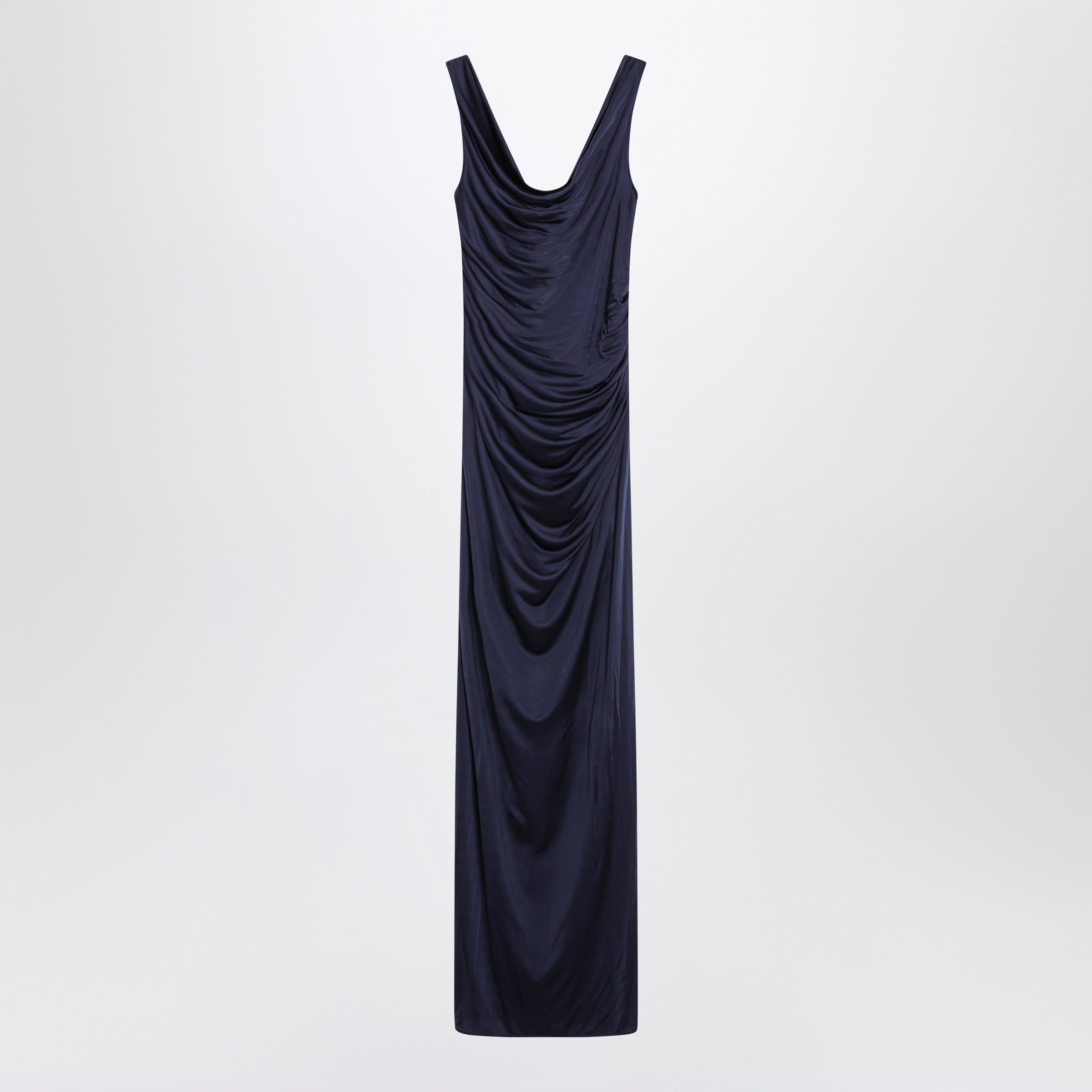 Versace Navy Blue Viscose Jersey Evening Dress