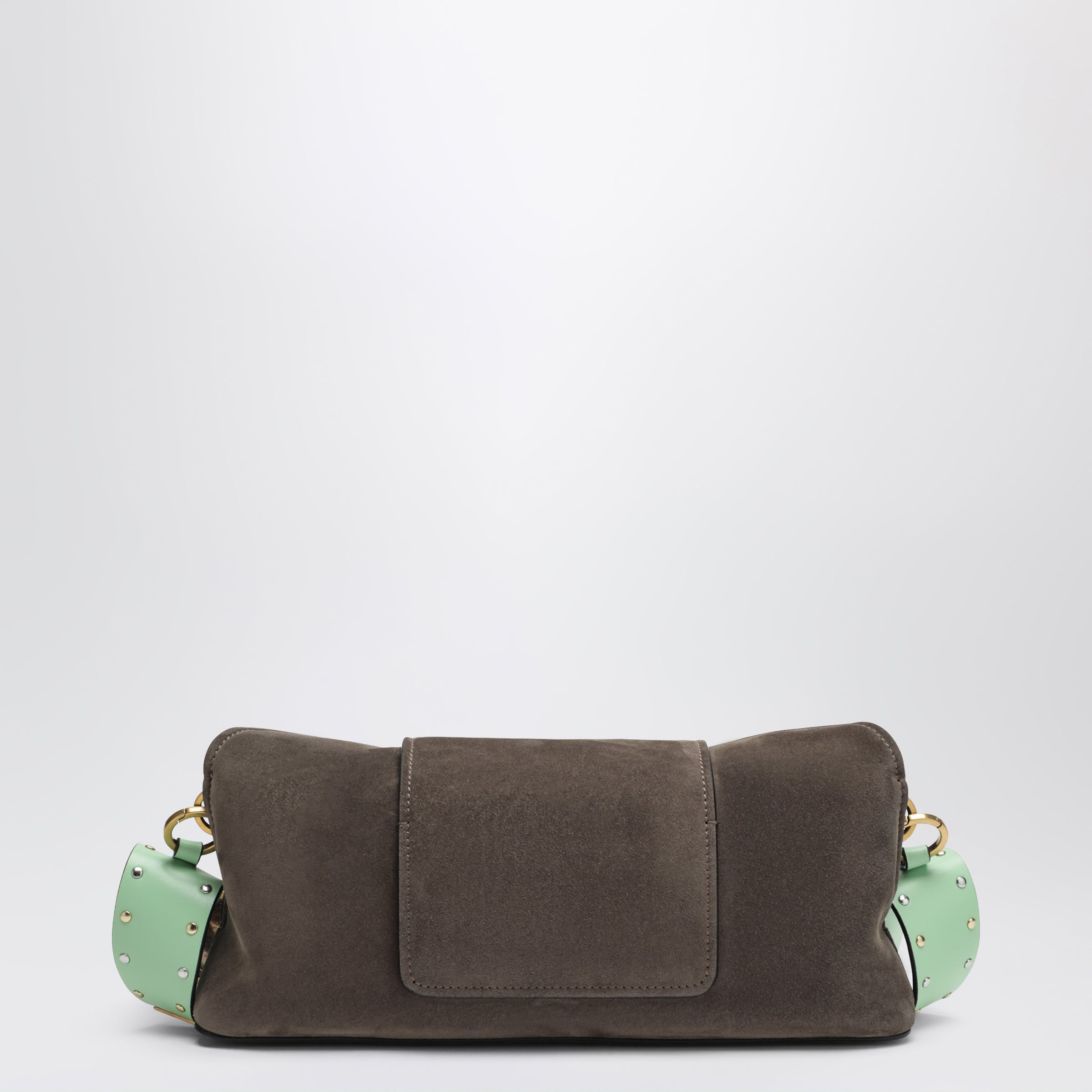 Versace Vivian Pouch In Taupe/Mint Suede