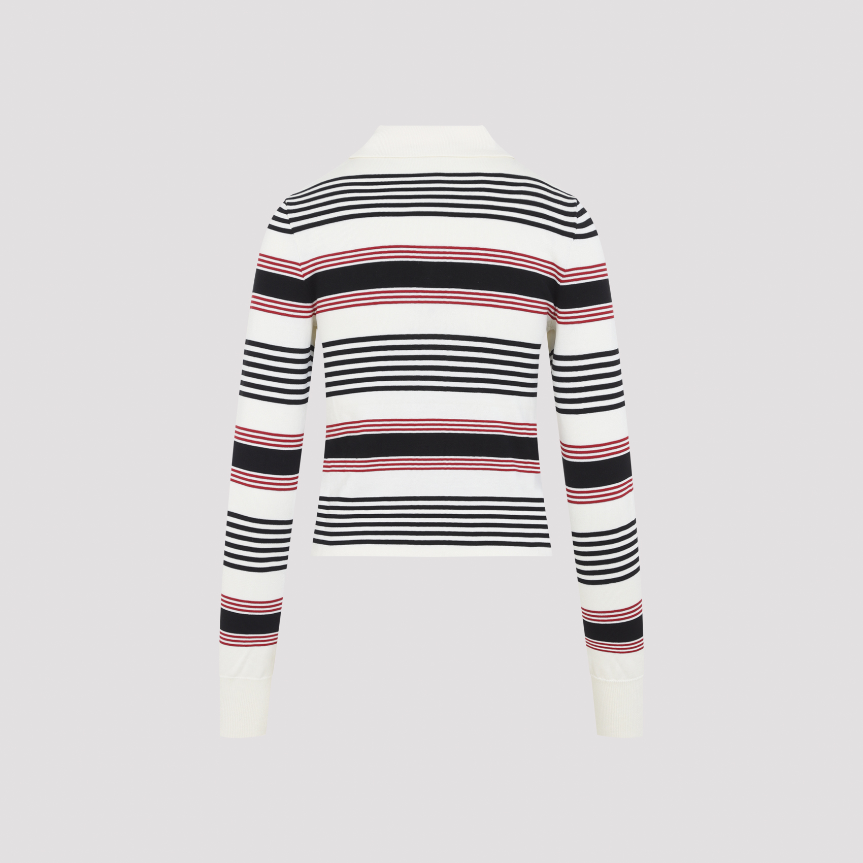 Celine White Black Striped Polo Sweater