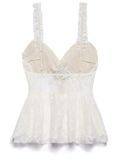 Aniye By White Ribbon Detail Ruffle Trim Lace Top