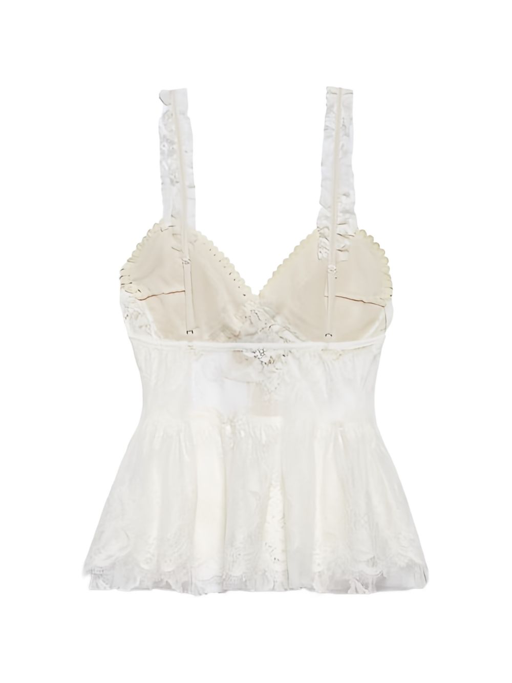 Aniye By White Ribbon Detail Ruffle Trim Lace Top