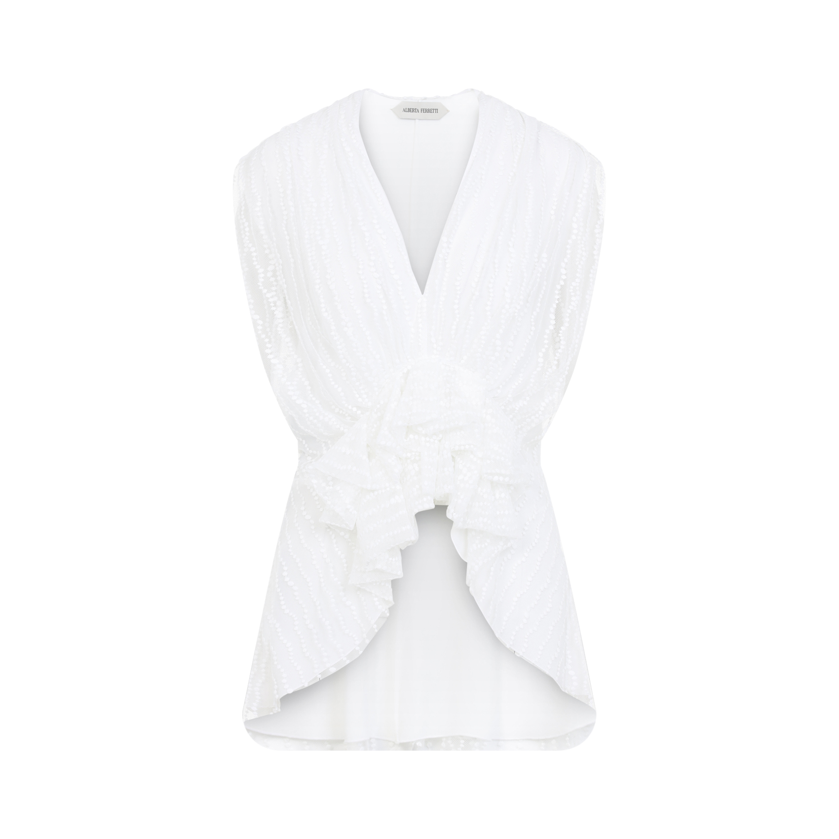 Alberta Ferreti White Tulle Top