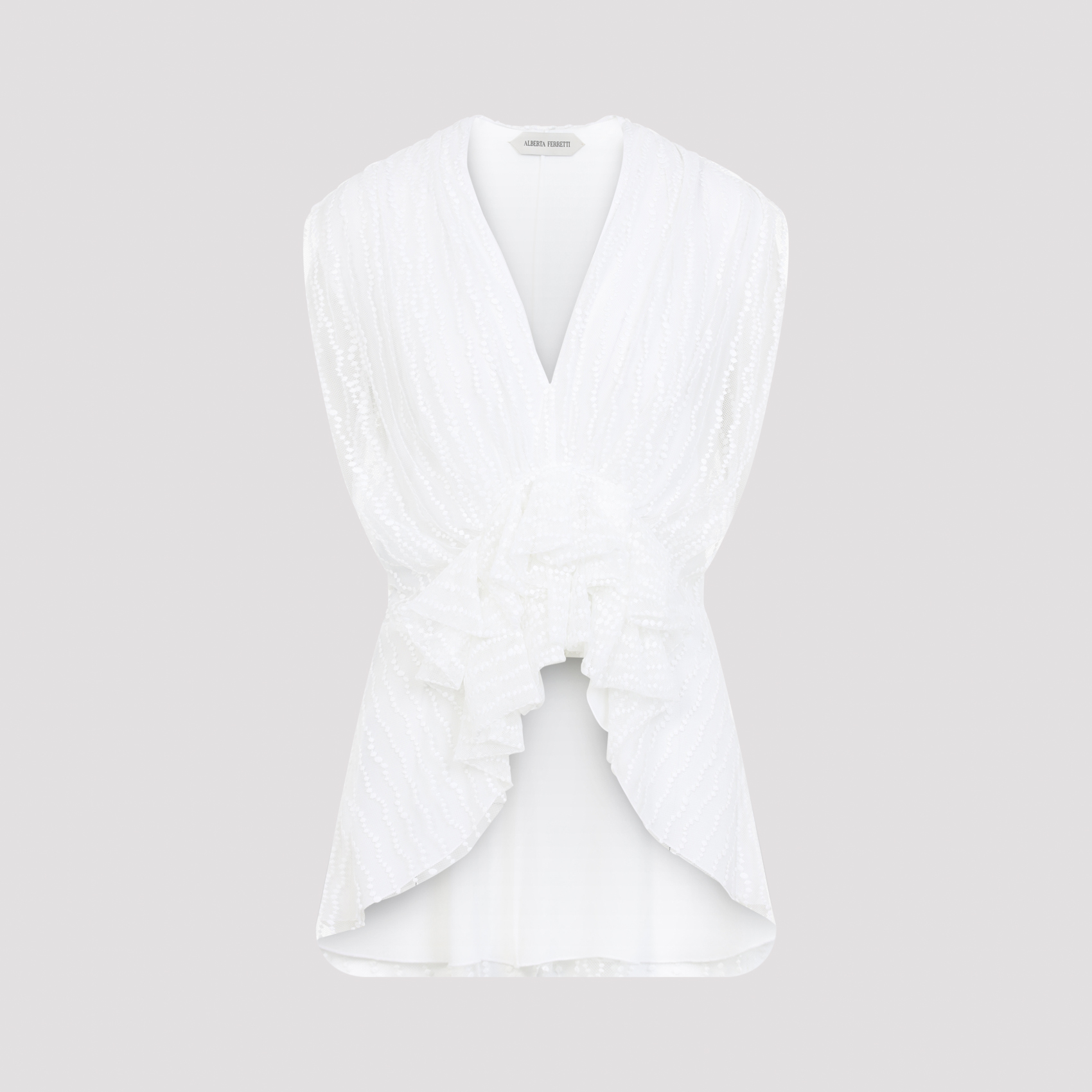 Alberta Ferreti White Tulle Top