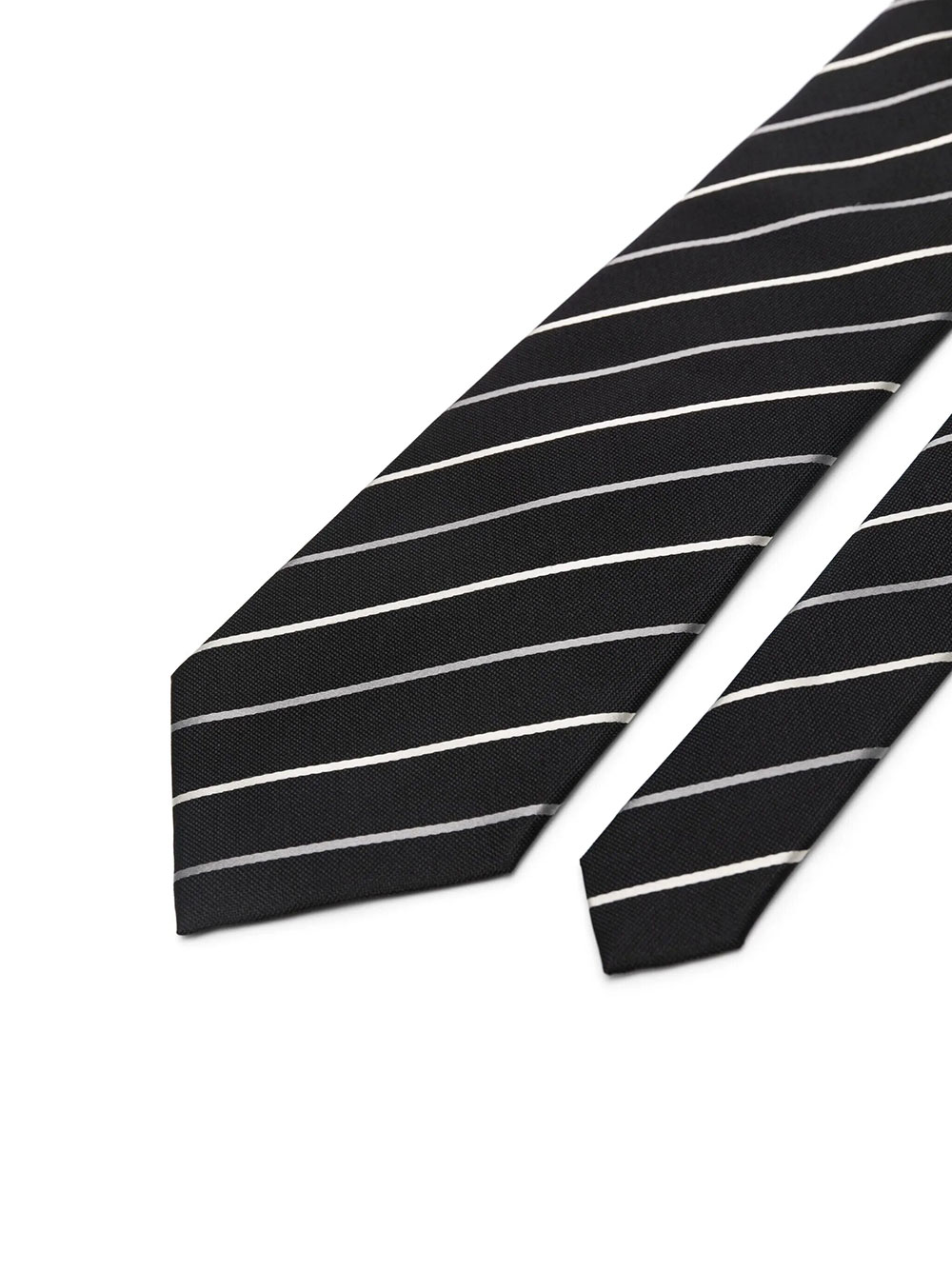 Saint Laurent Wide Tie In Striped Silk Jacquard