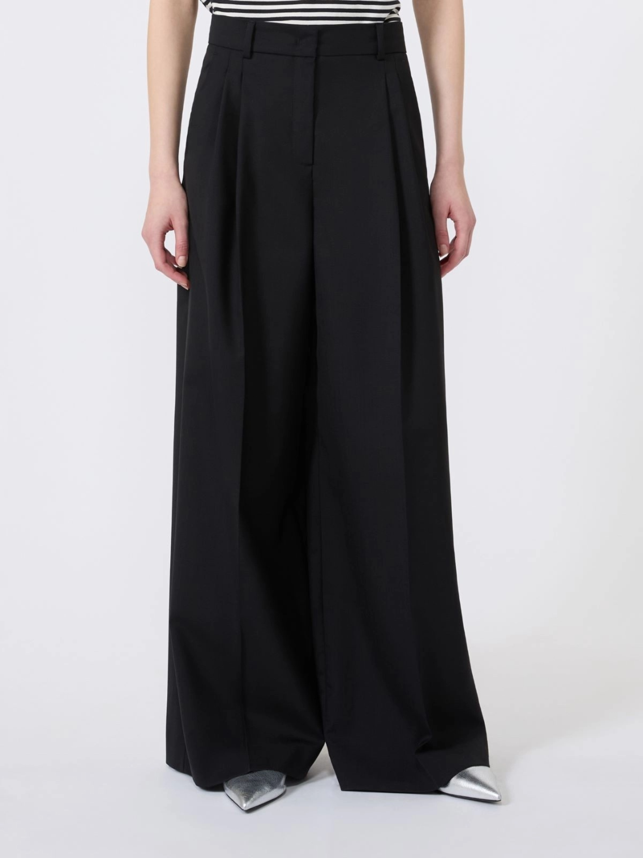 Weekend Max Mara Wkdovvio - Pure Virgin Wool Wide-Leg Tro
