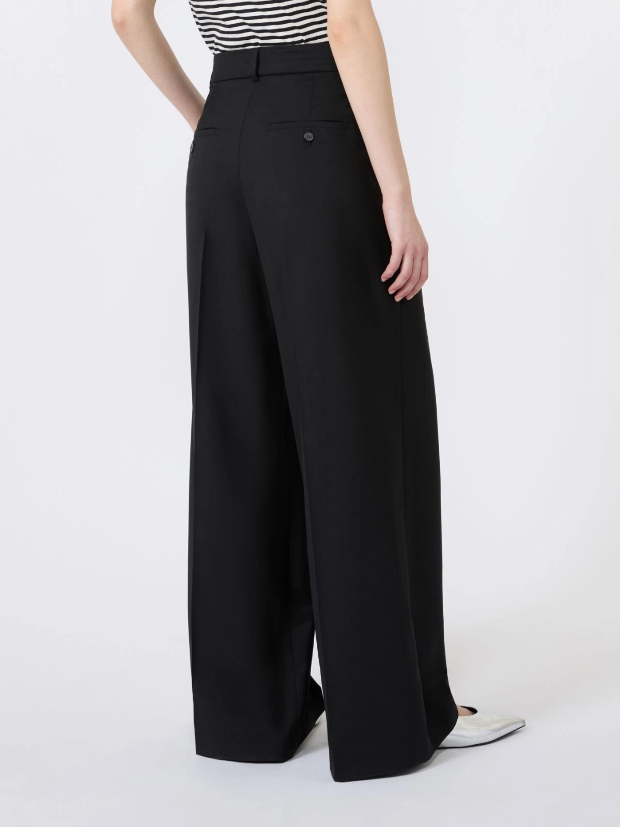 Weekend Max Mara Wkdovvio - Pure Virgin Wool Wide-Leg Tro