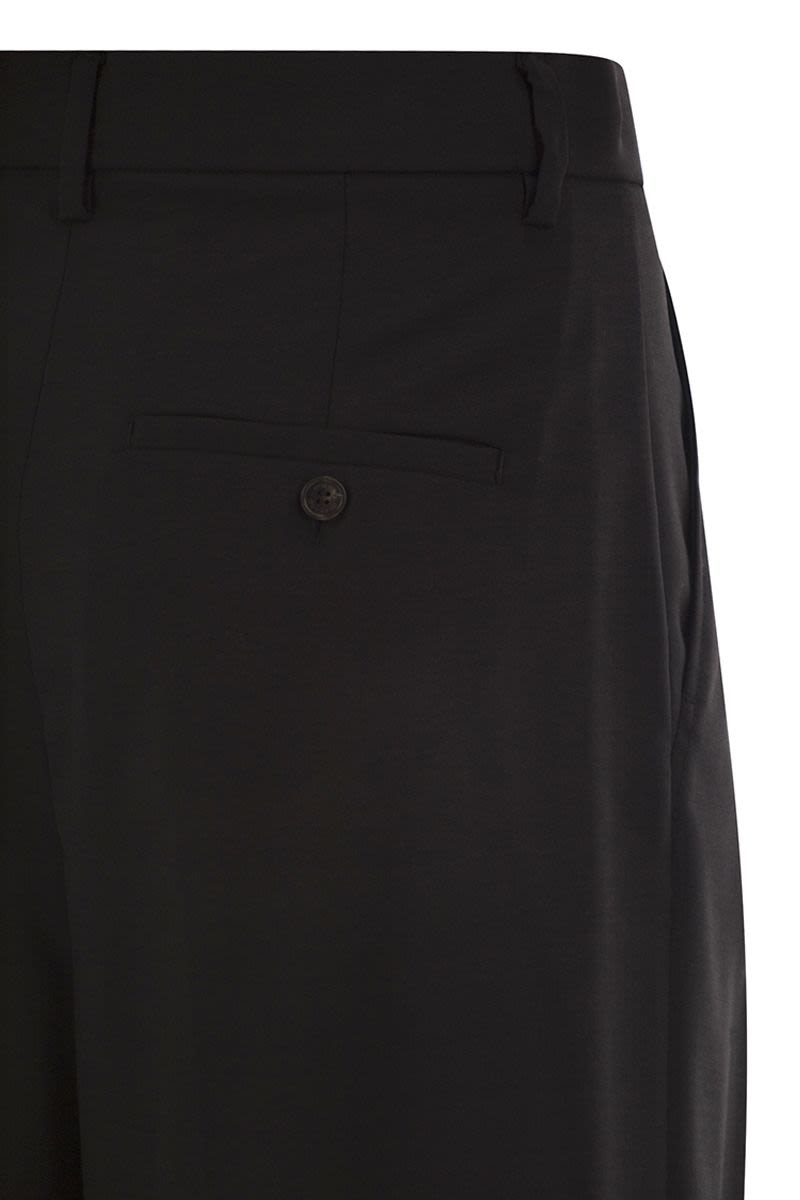 Weekend Max Mara Wkdovvio - Pure Virgin Wool Wide-Leg Tro