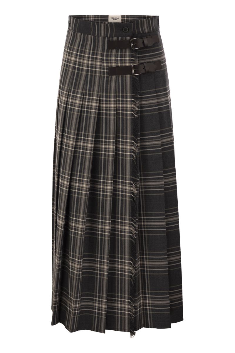 Weekend Max Mara Wkdprisma - Checked Pleated Long Skirt