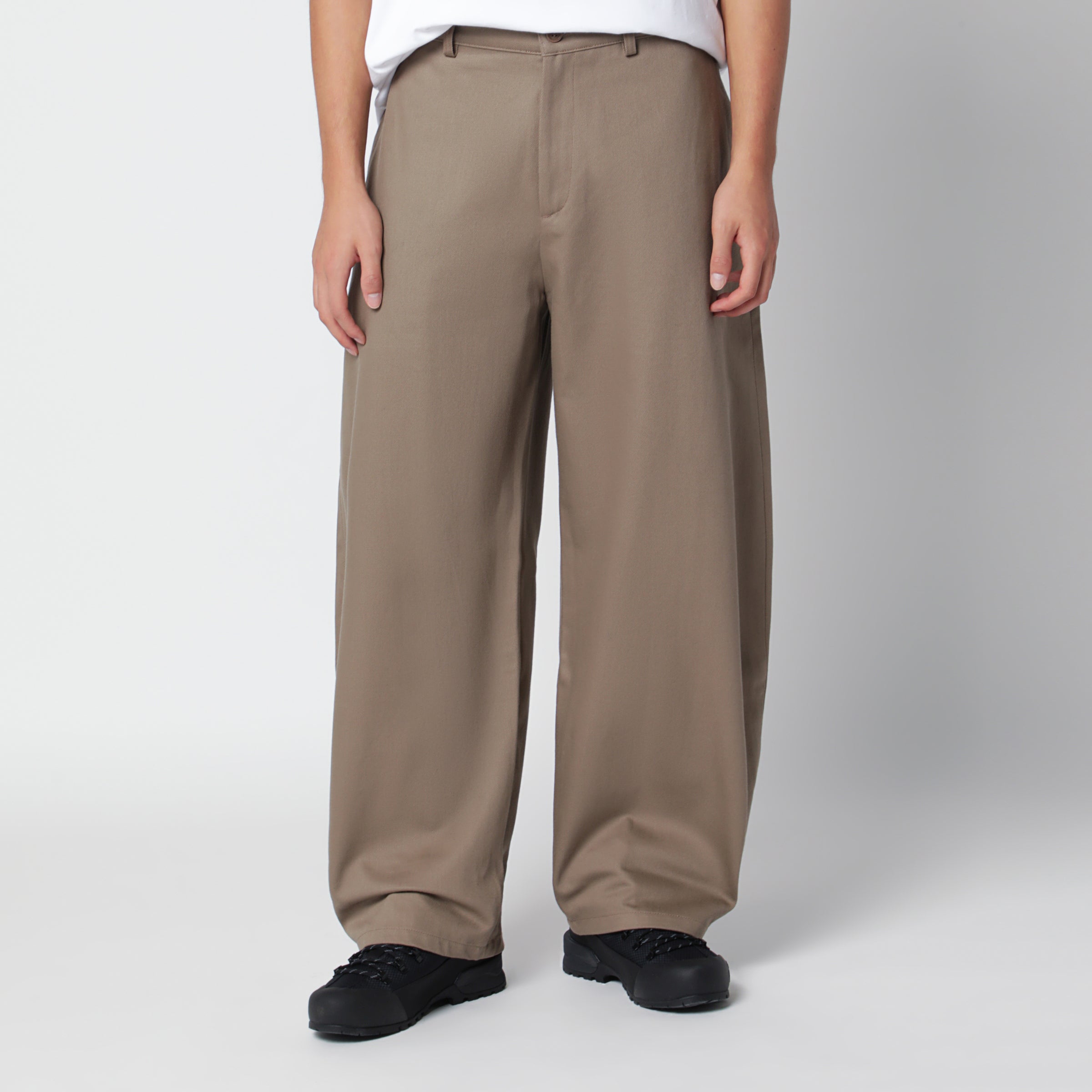 You Must Create Taupe Loose-Fit Cotton Trousers