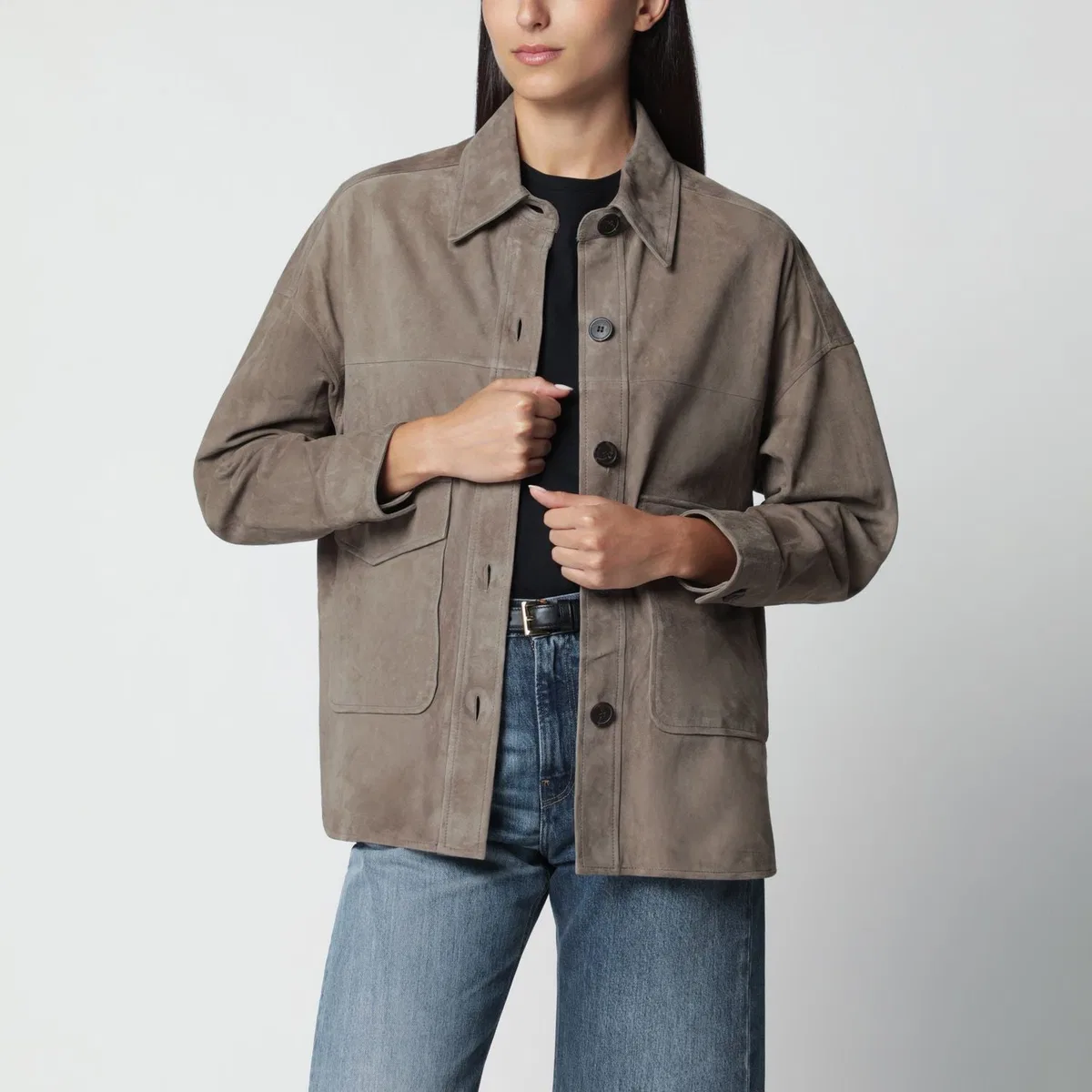 Arma Taupe Kaylee Suede Shirt Jacket