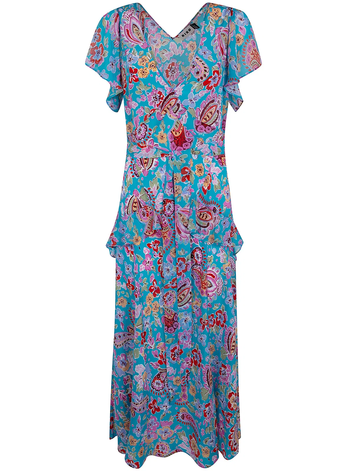 Rixo "Evie" Dress Cara Floral Turquoise