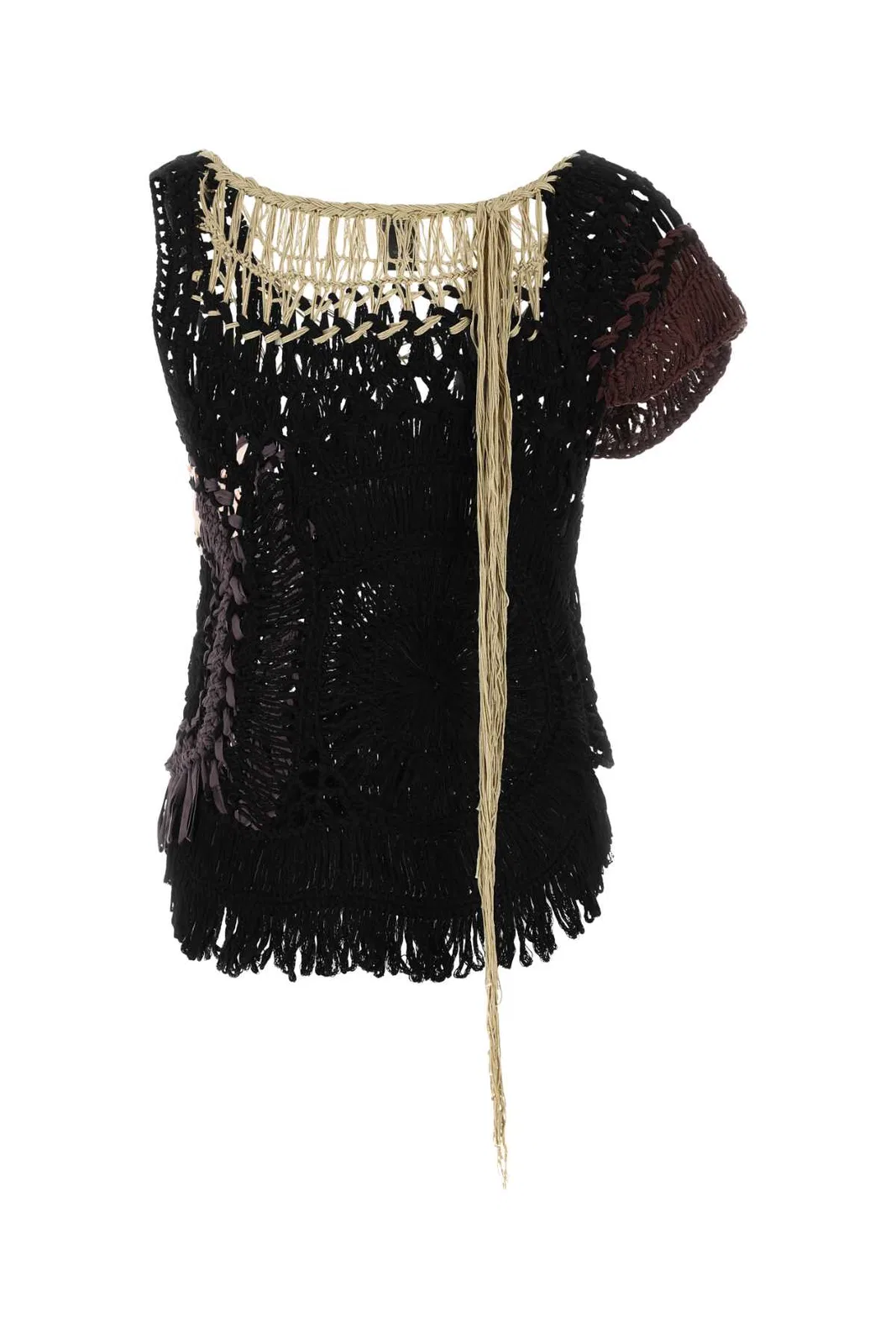 Dries Van Noten Black Crochet Top