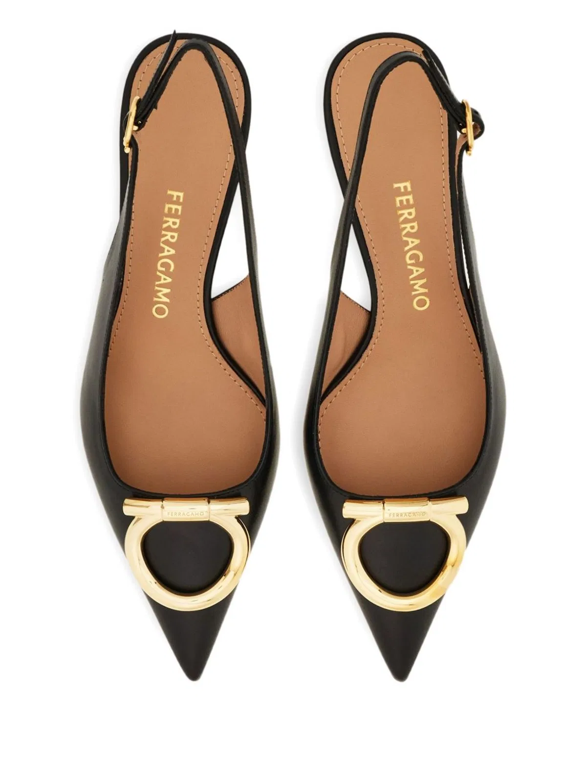 Ferragamo Gancini Leather Slingback Pumps