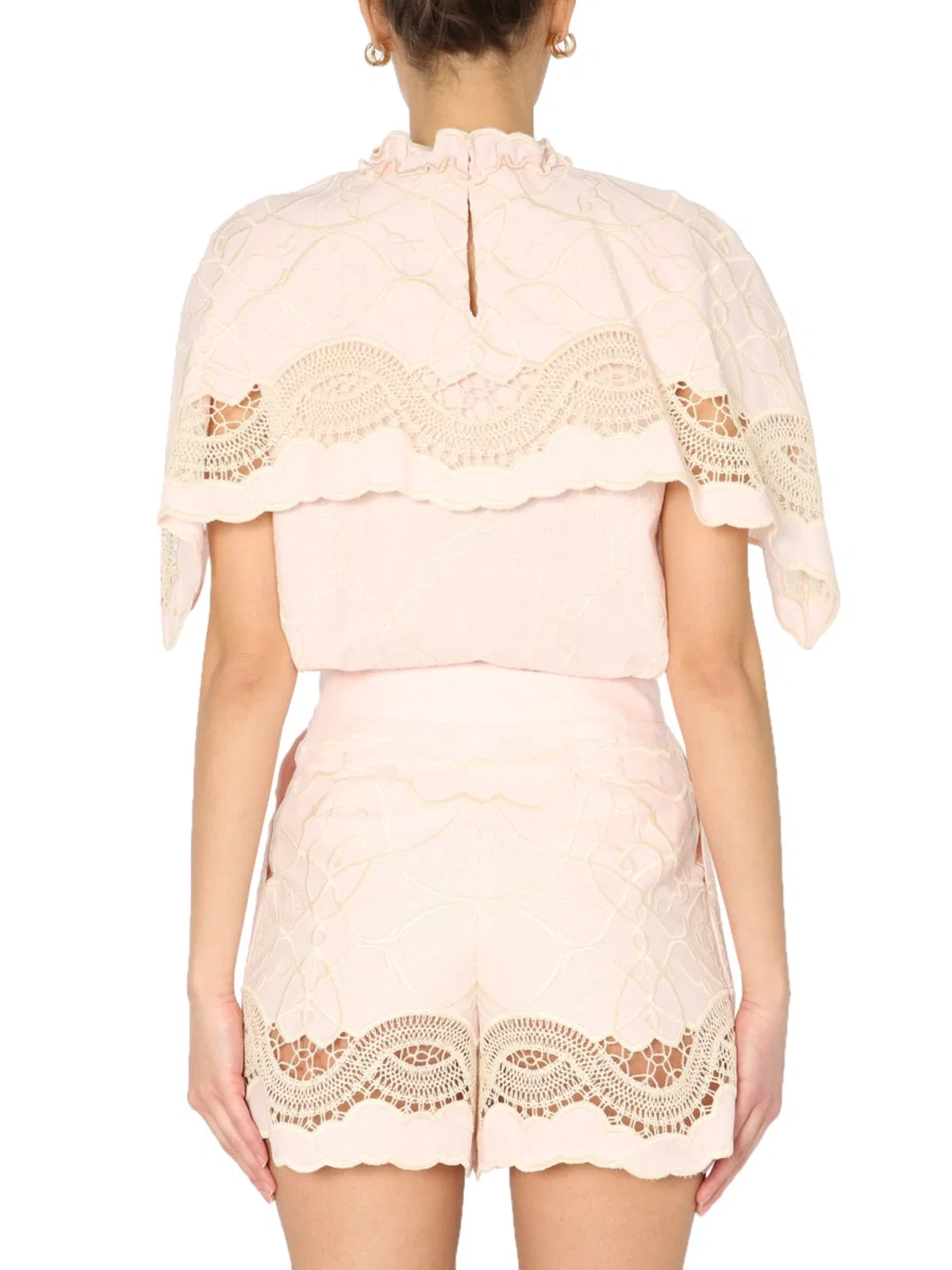 Alberta Ferreti Embroidered Cape Top