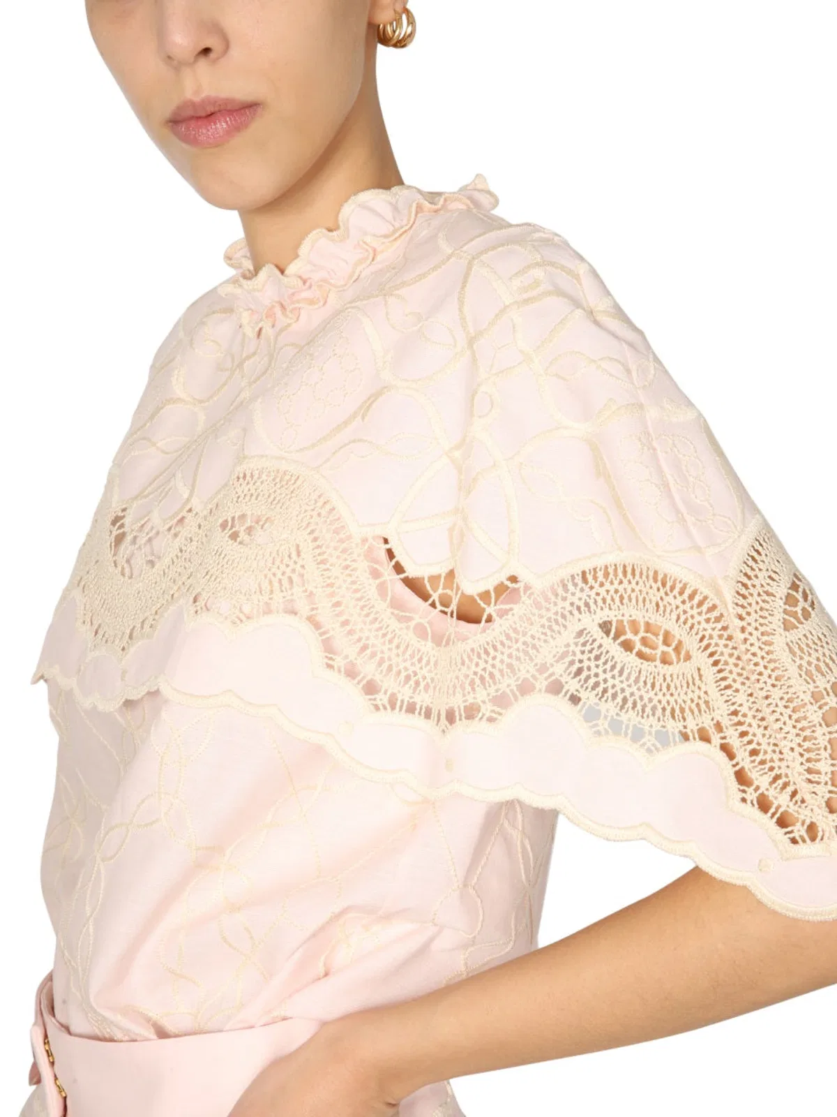 Alberta Ferreti Embroidered Cape Top