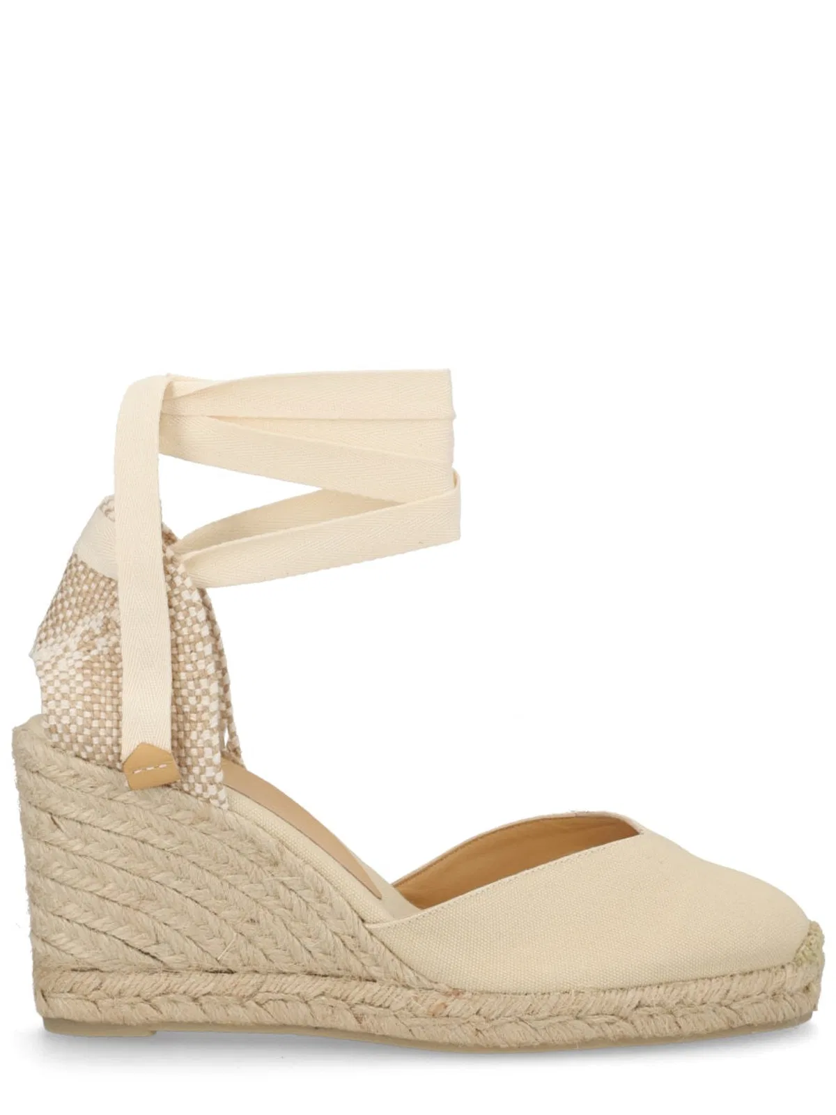 Castaner Castañer Ivory Cotton Leather Heel