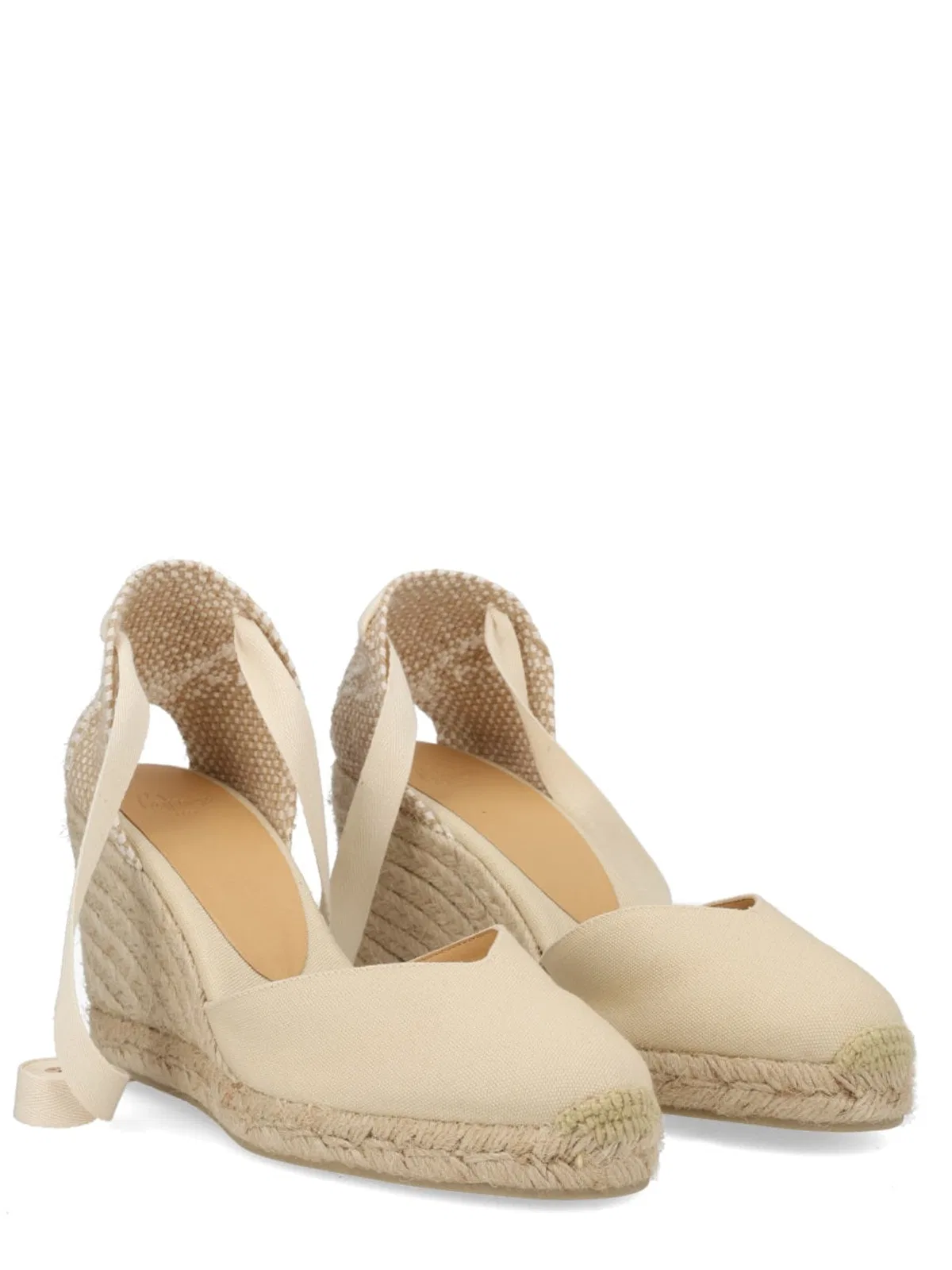 Castaner Castañer Ivory Cotton Leather Heel
