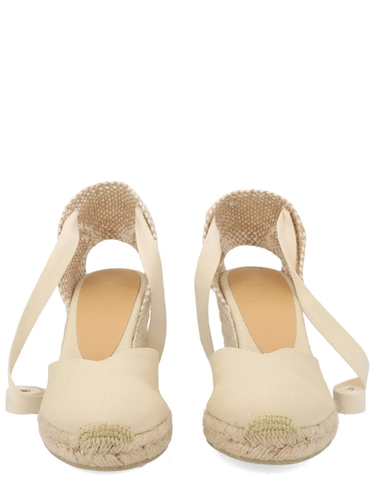 Castaner Castañer Ivory Cotton Leather Heel