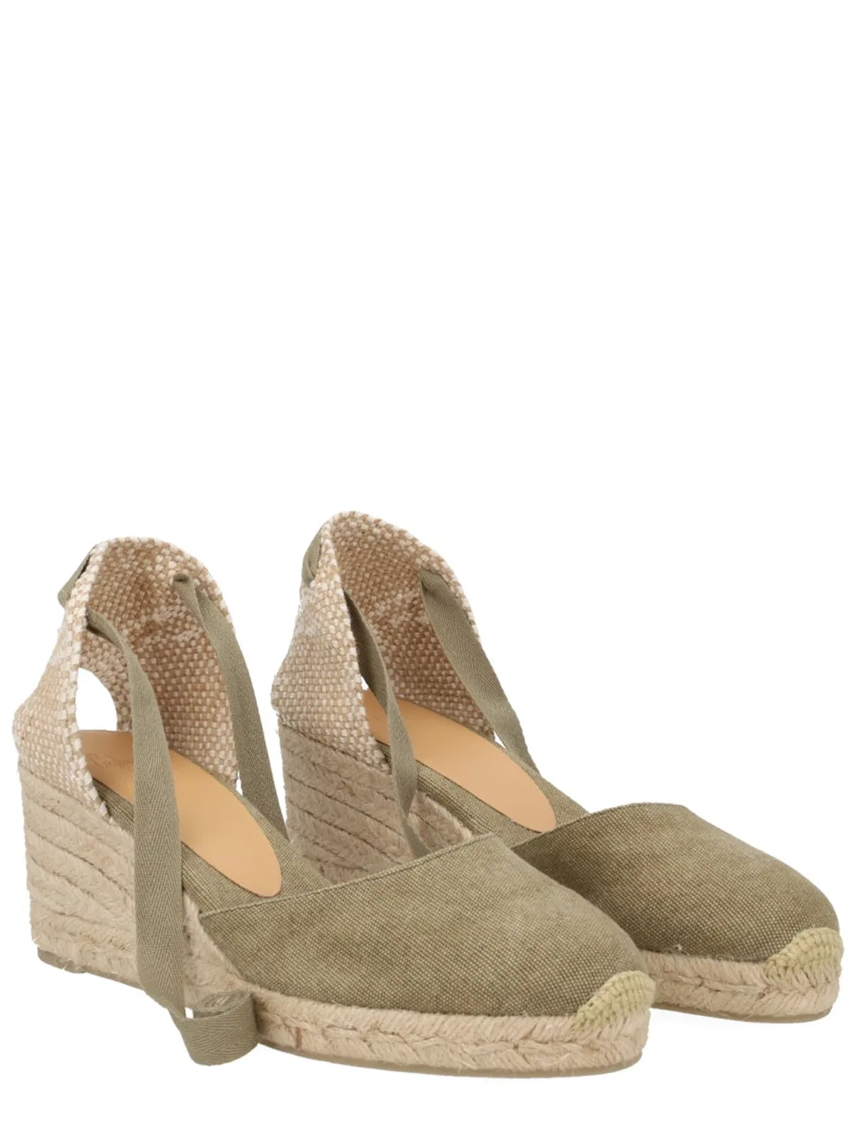 Castaner Castañer Green Cotton Leather Heel