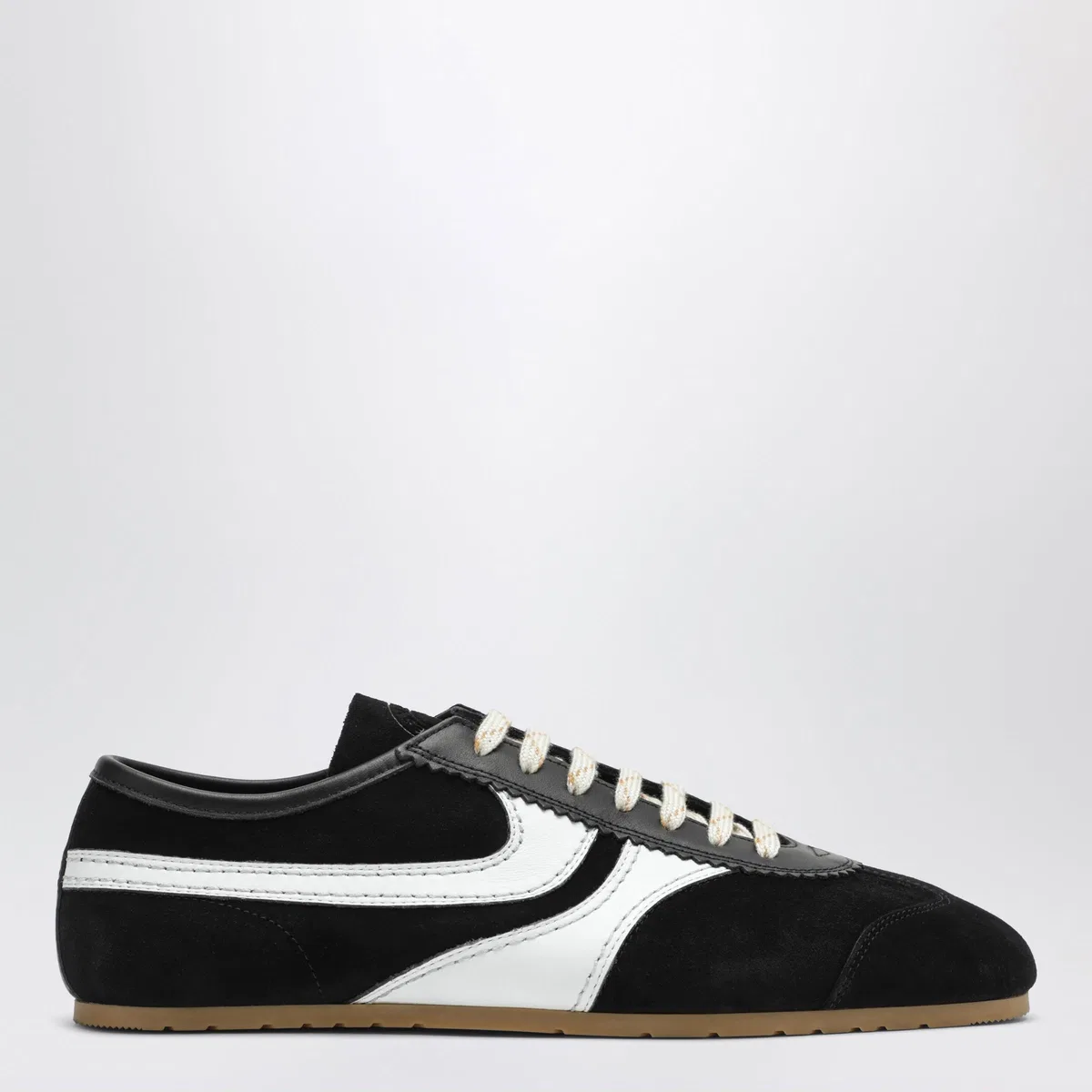 Dries Van Noten Schwarzer Und Weißer Sneaker Aus Leder U