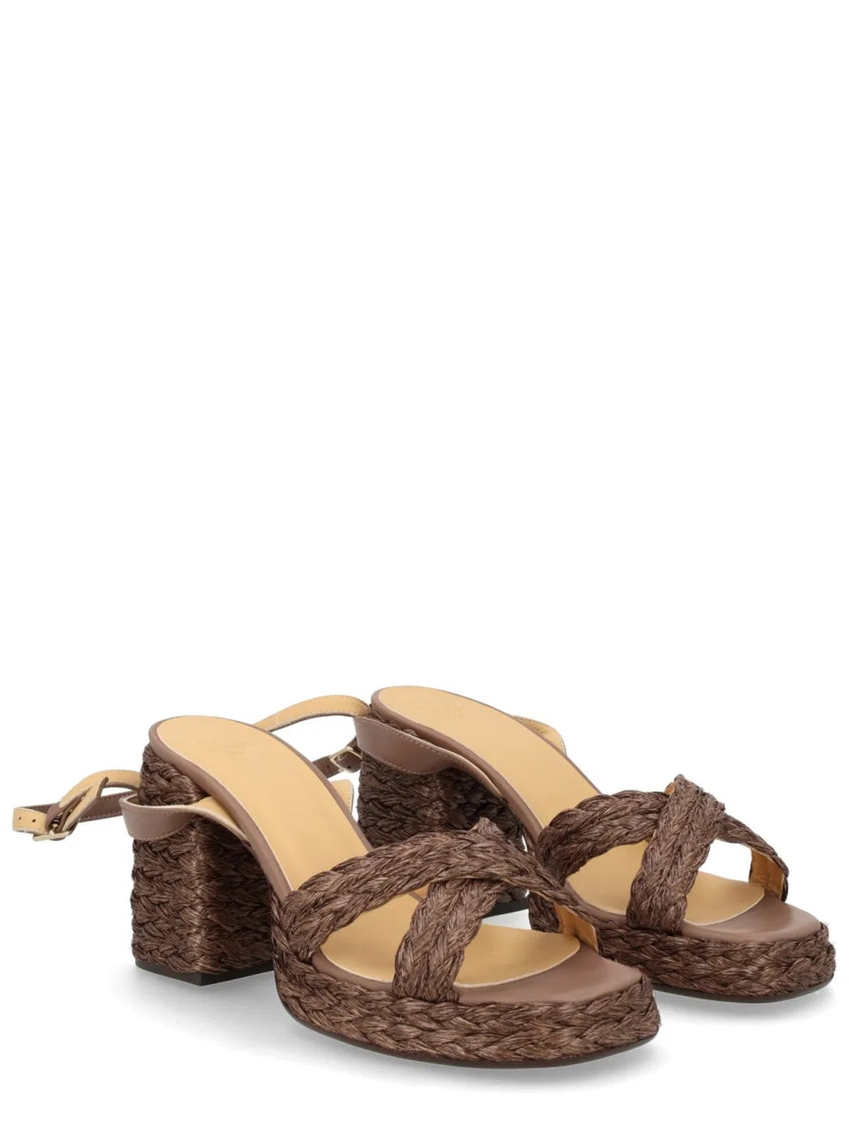 Castaner Castañer Grey Raffia Leather Heels