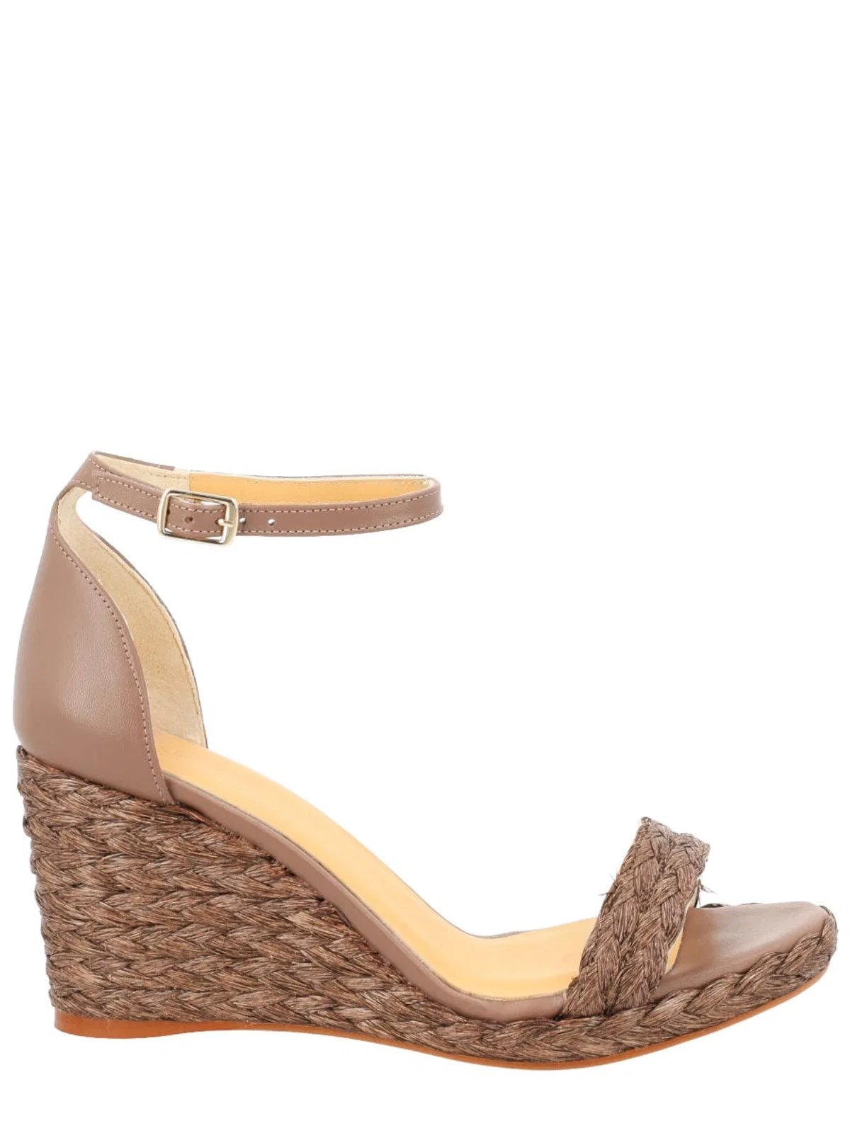 Castaner Castañer Grey Leather Raffia Heel