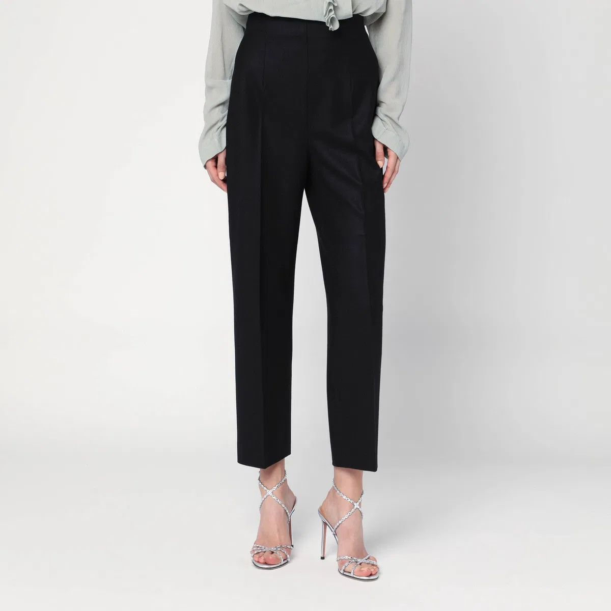 Alberta Ferretti Black Wool-Blend Trousers