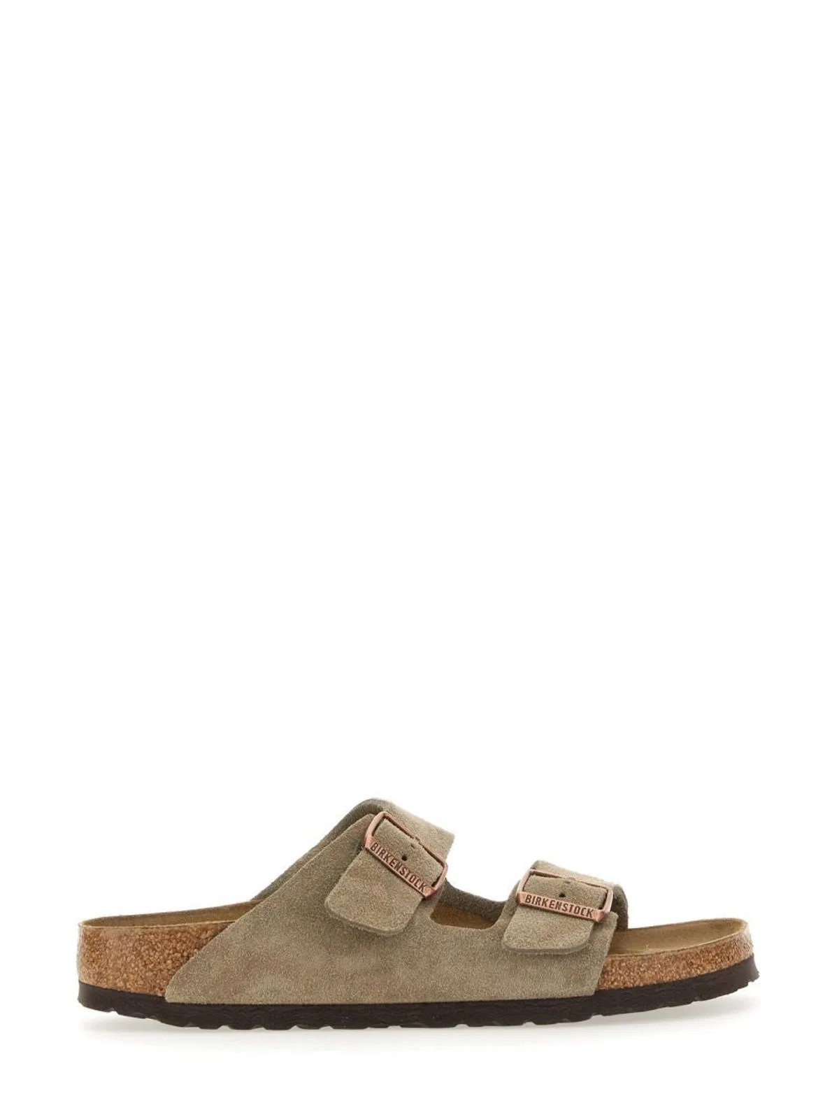 Birkenstock Arizona Suede Flat Sandals In Taupe