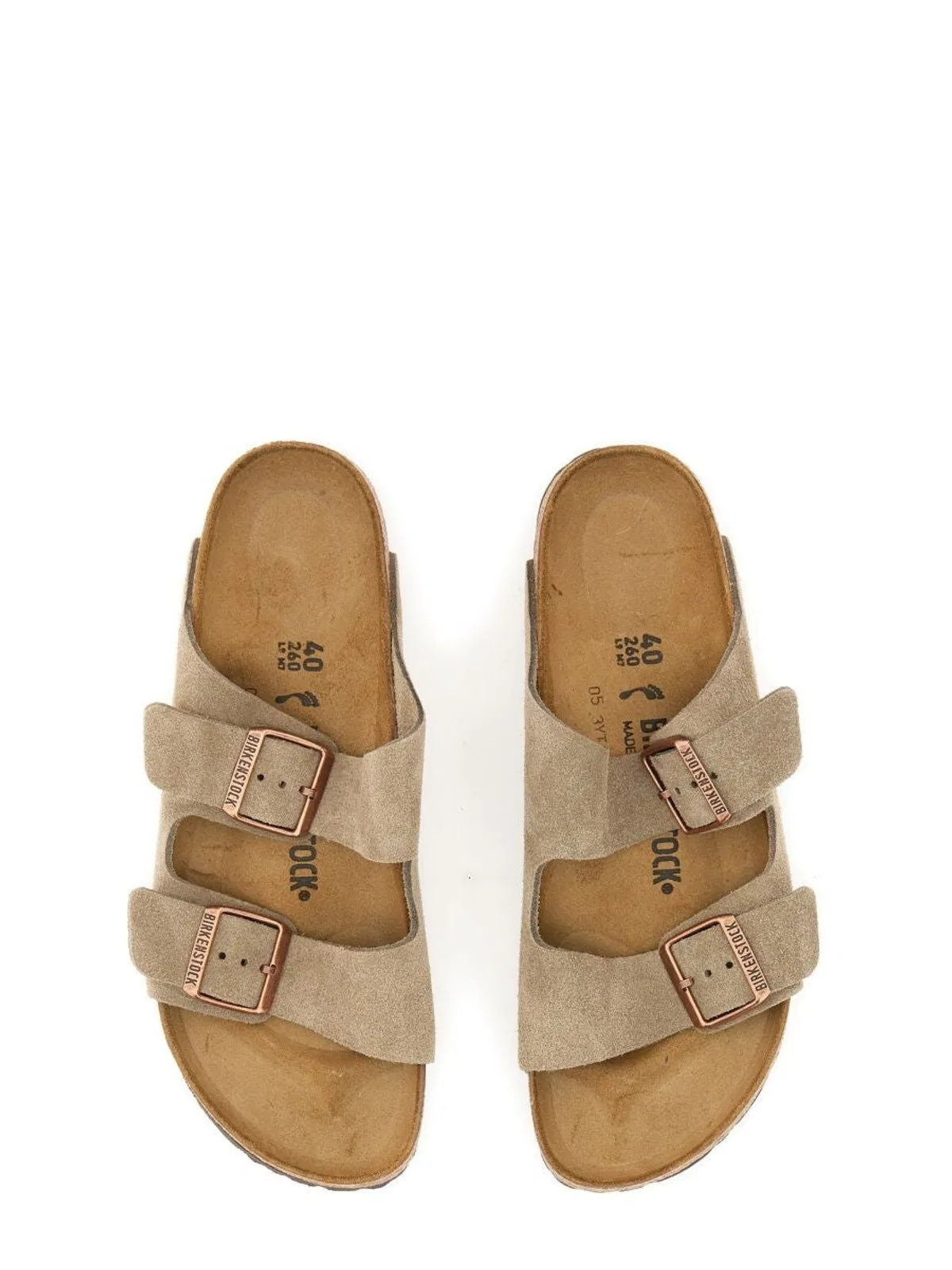 Birkenstock Arizona Suede Flat Sandals In Taupe