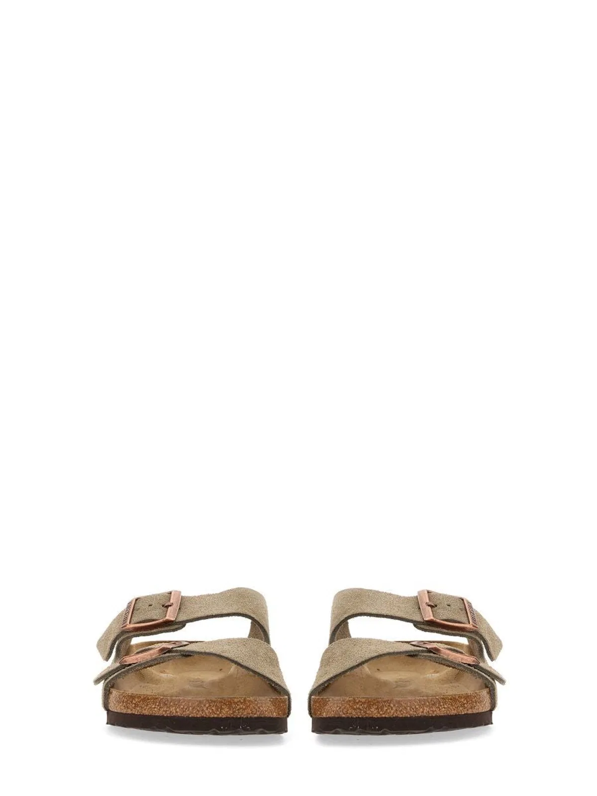 Birkenstock Arizona Suede Flat Sandals In Taupe